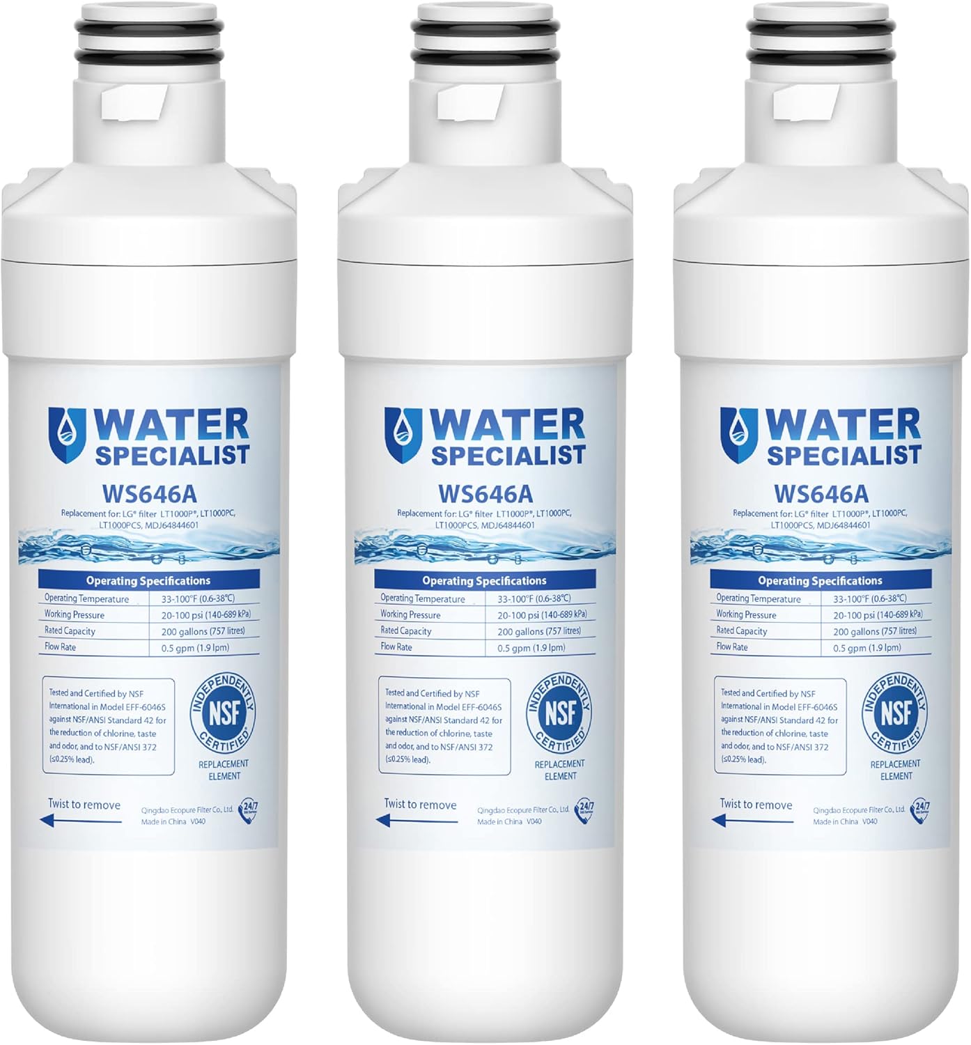 Waterspecialist LT1000PC ADQ747935 Replacement for LG® LT1000P®, LT1000PCS, LFXC...