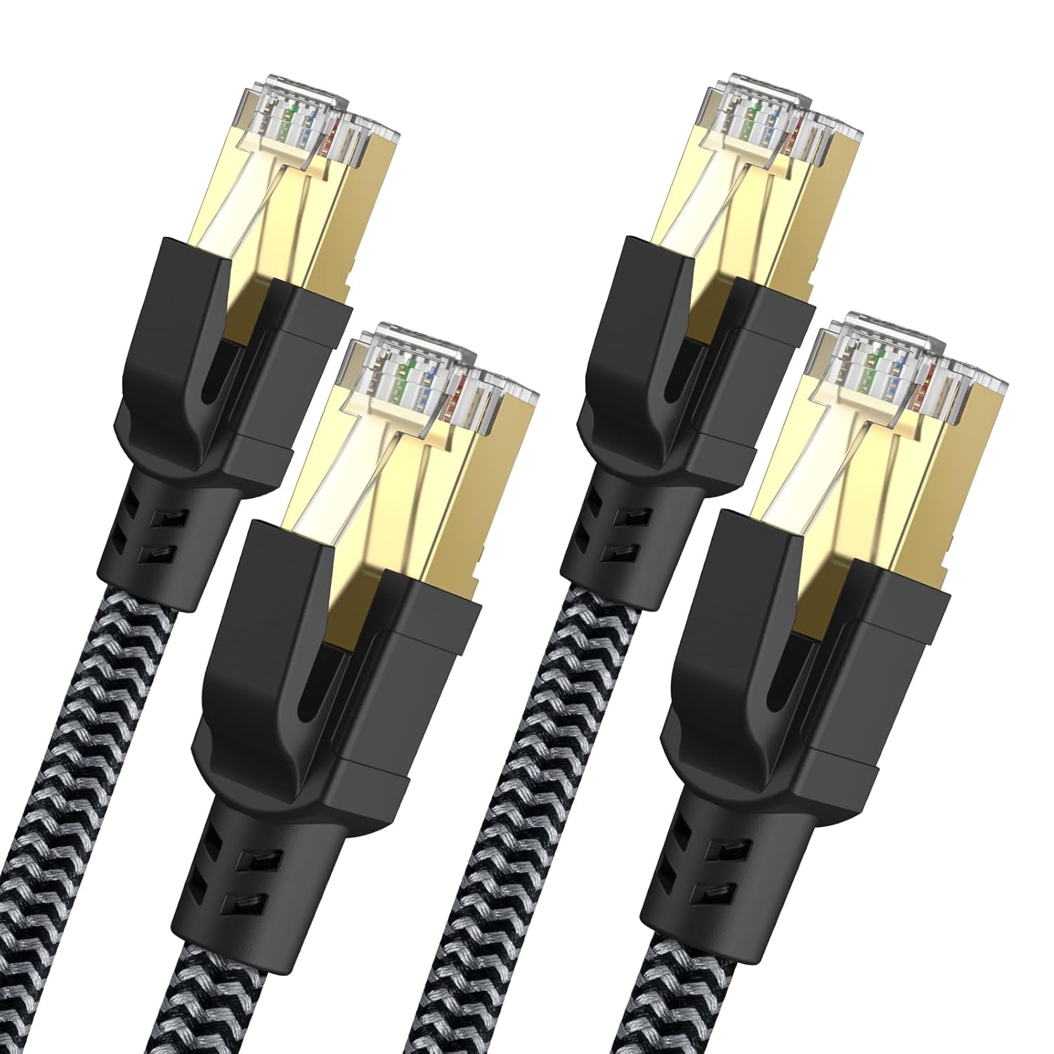 CABNEER Cat 8 Ethernet Cable 2M 2Pack, High-Speed Gigabit Braided RJ45 LAN Patch...