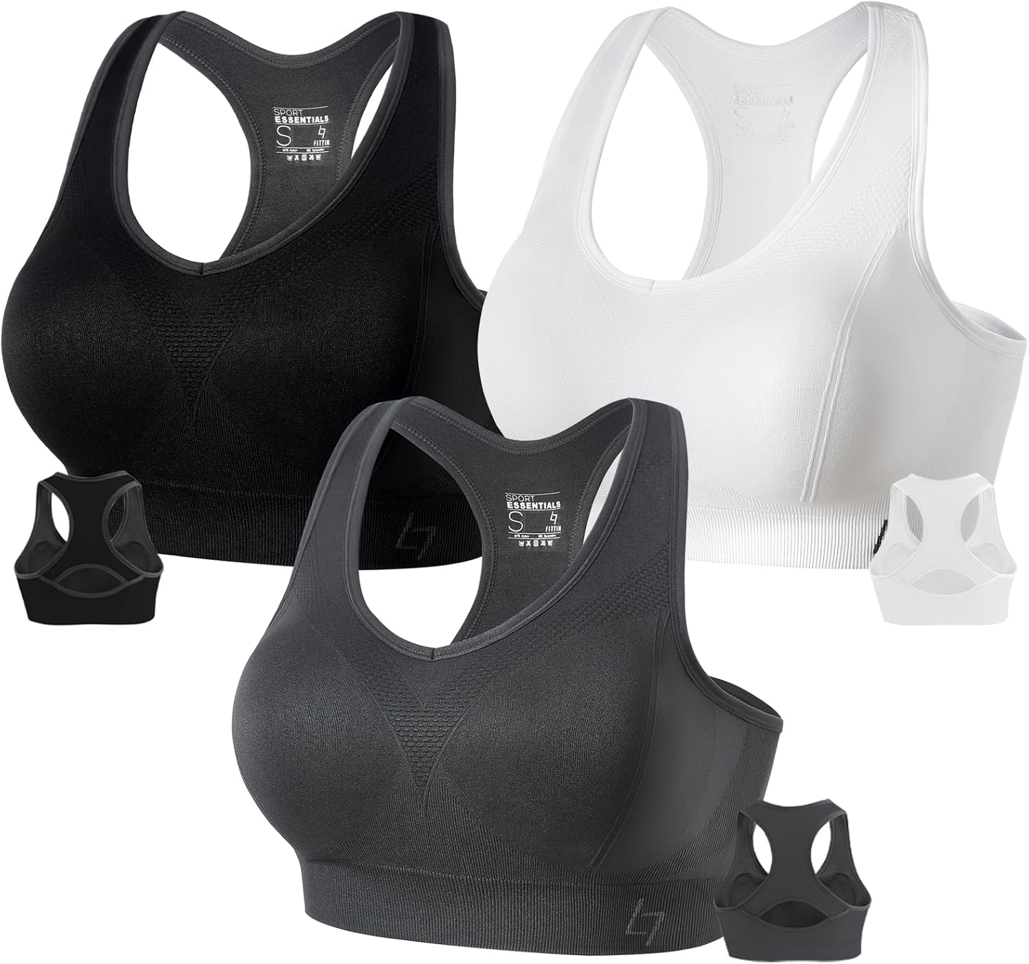 FITTIN Racerback Sports Bra for Women- Padded Seamless Activewear Bras for Yoga...
