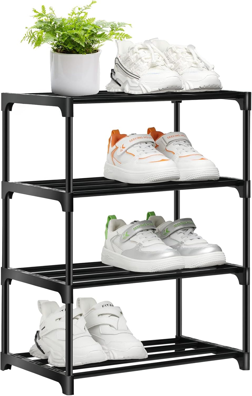 OLYREO Shoe Rack, Stackable Small Shoe Rack 4 Tier, Footware Storage, Slim Shoe...