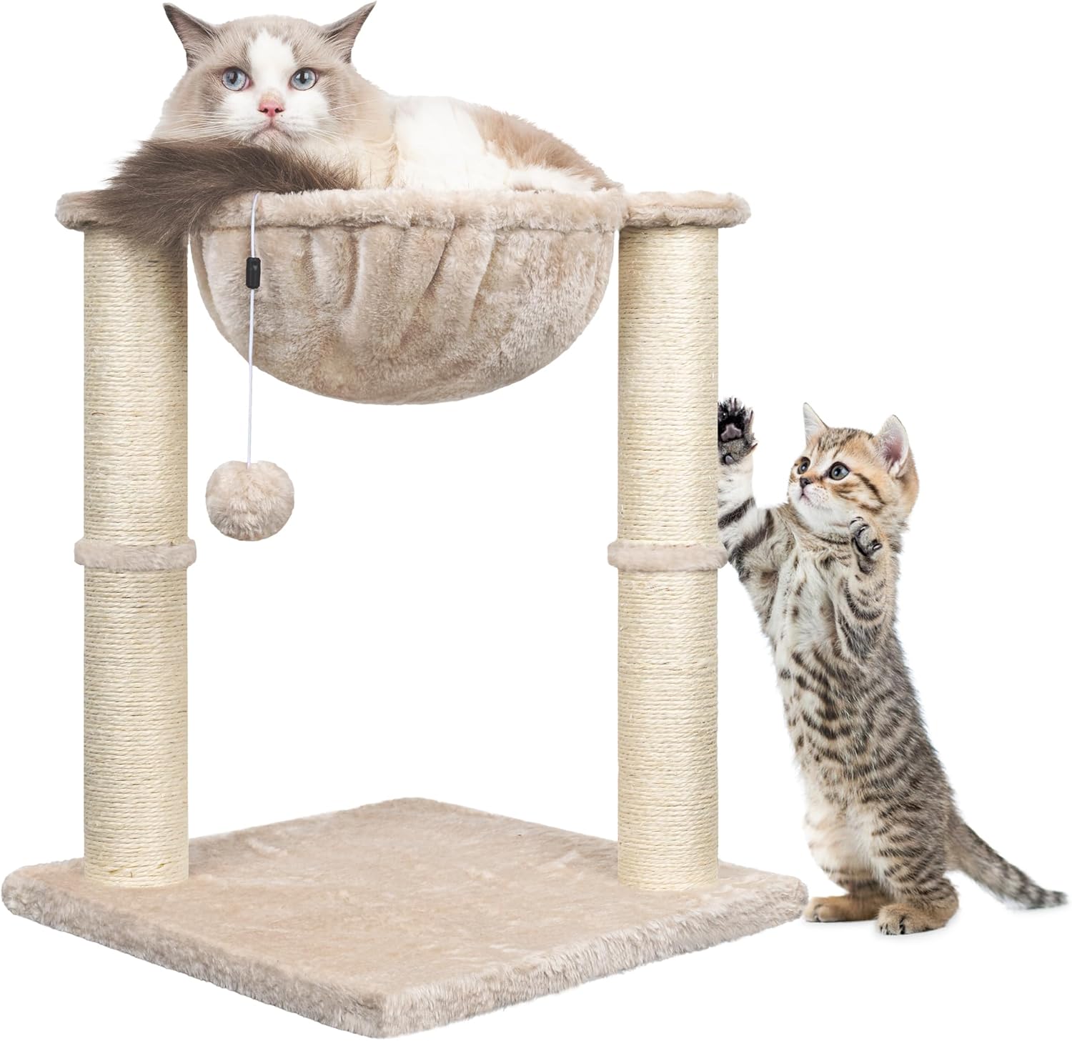 HOMIDEC Cat Scratching Post, 50cm Cat Tree with Cat Hammock Bed, Scratching Post...