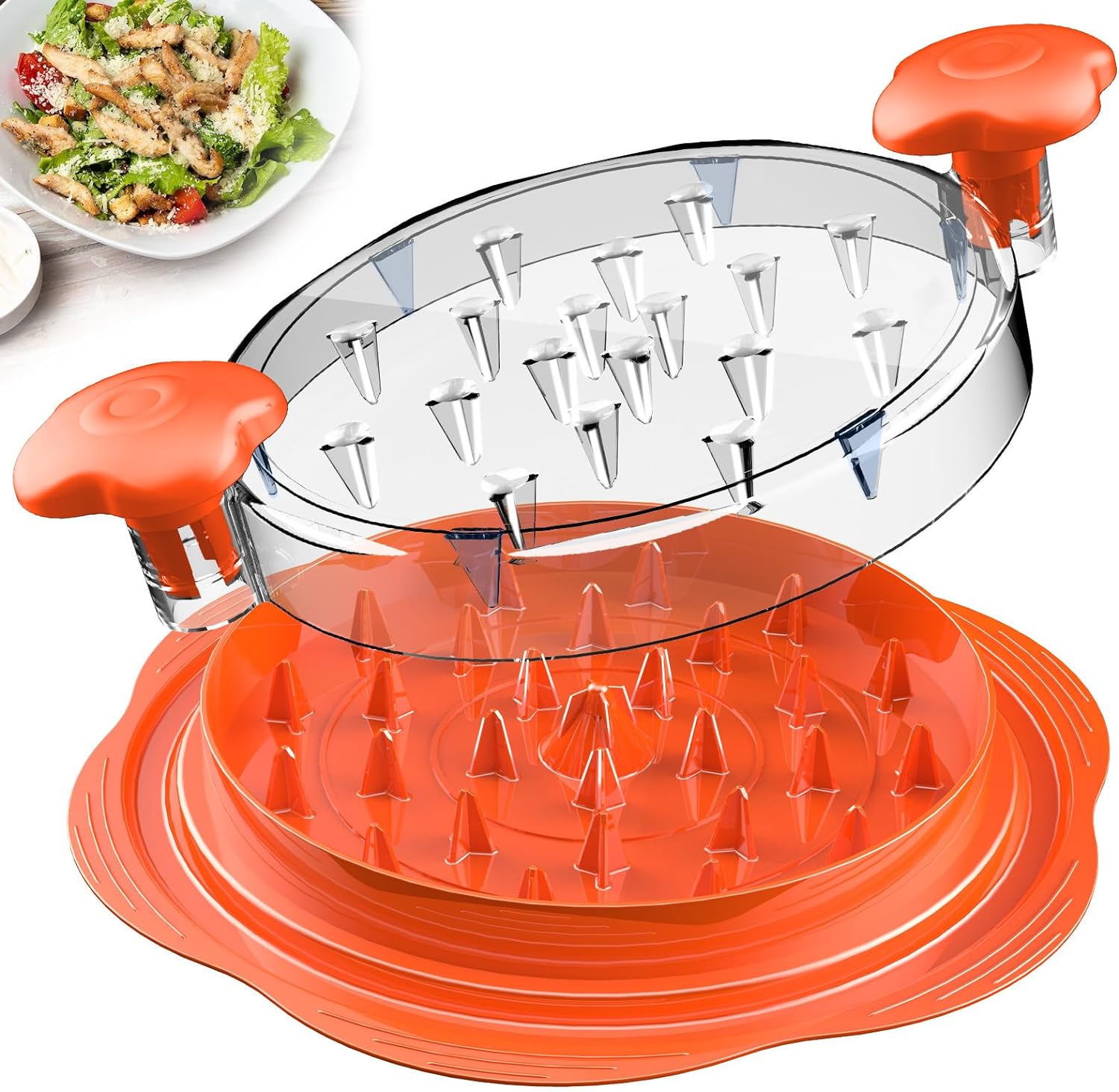 Chicken Shredder Large Chicken Breast Shredder Tool Twist with Brush&Fork, Visib...