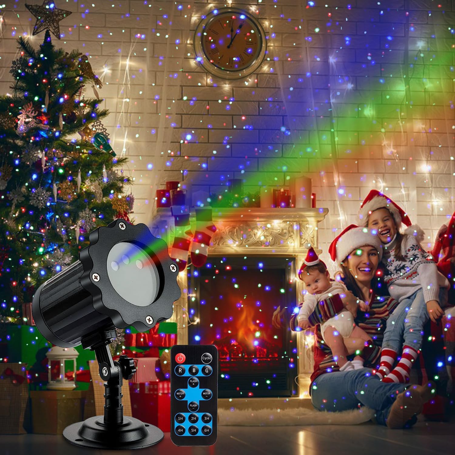 Laser Christmas Lights Projector Outdoor, 3 Colors RGB Moving Twinkles Stars Fir...