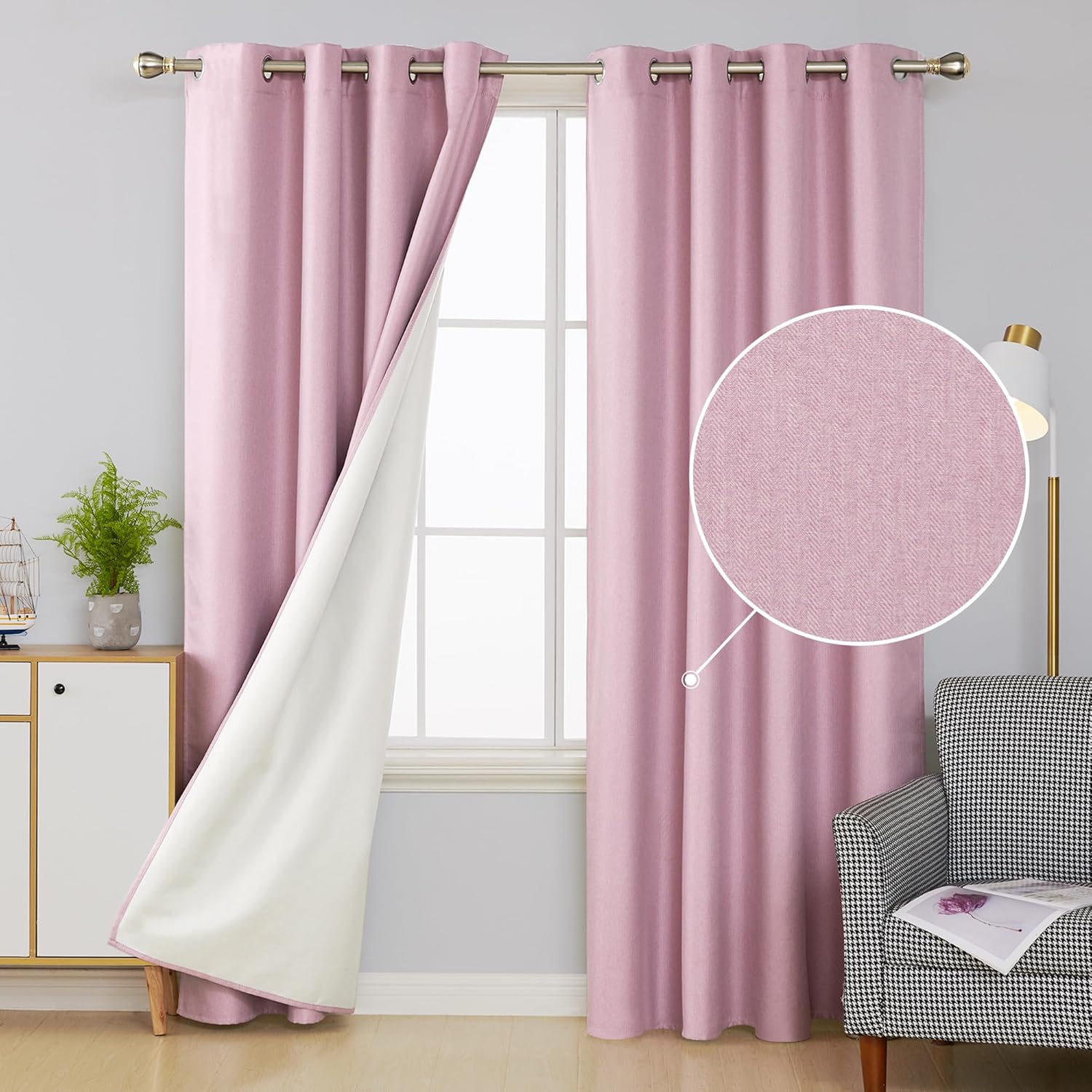 Deconovo Total Blackout Eyelet Curtains Thermal Insulated Energy Saving Faux Lin...