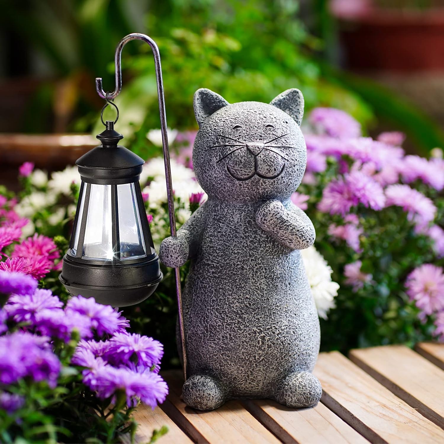 Solar Garden Decor Statues Figurine: Garden Art for Patio Balcony Yard Lawn - Un...