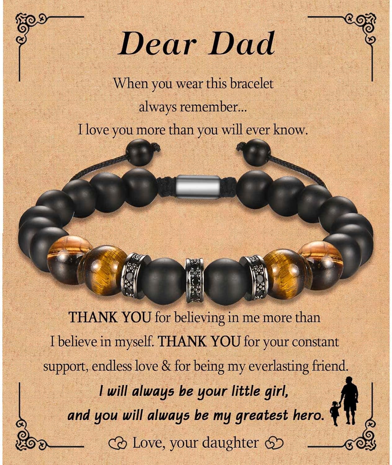 KORAS Gifts for Men Boys, Boyfriend Husband Bracelet Tiger Eye Bracelet for Dad...