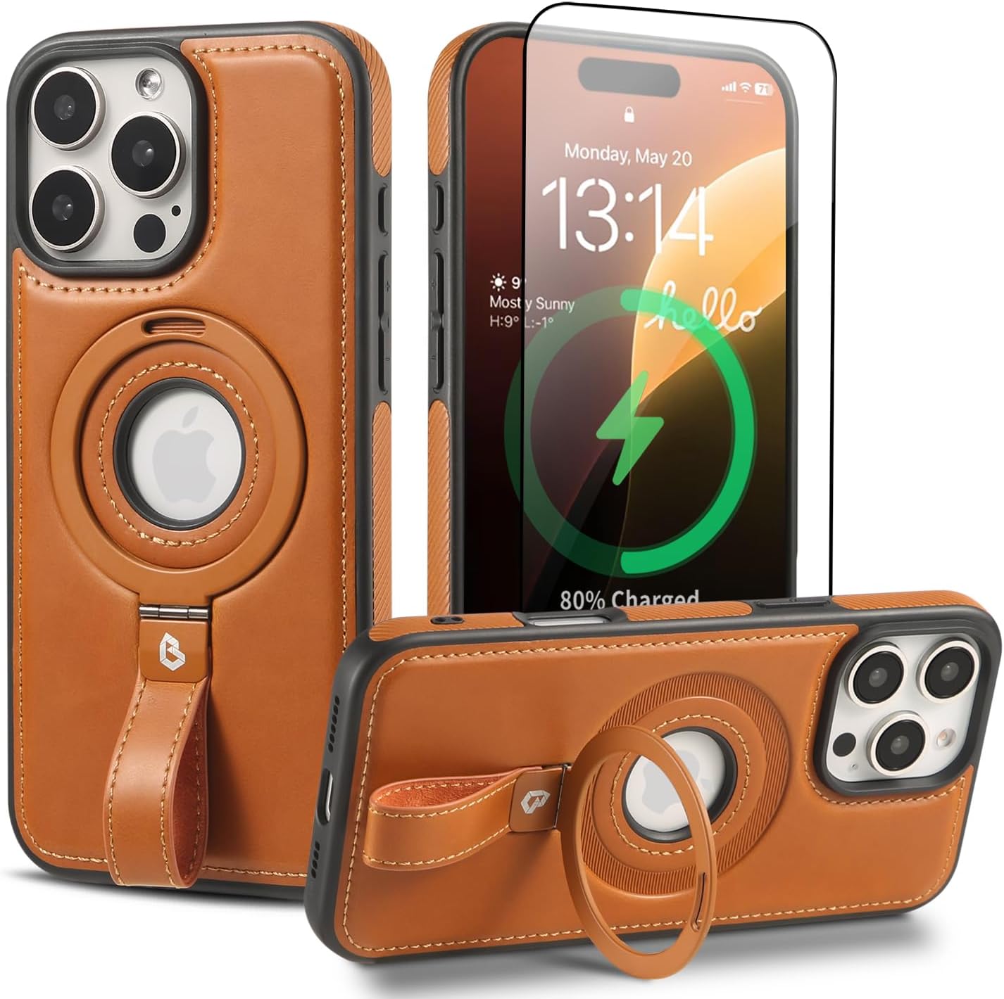 Capture Grip Loop Magnetic Stand for iPhone 16 Pro Max Case with Screen Protecto...