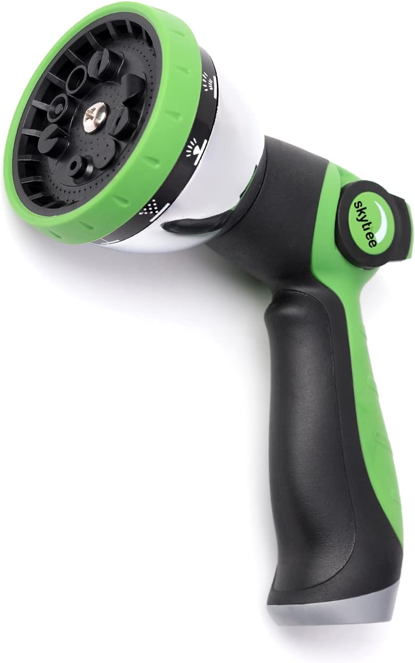 Hose Nozzle, Metal Garden Spray Hose Nozzle, 10 Patterns Thumb Control Hose Spra...