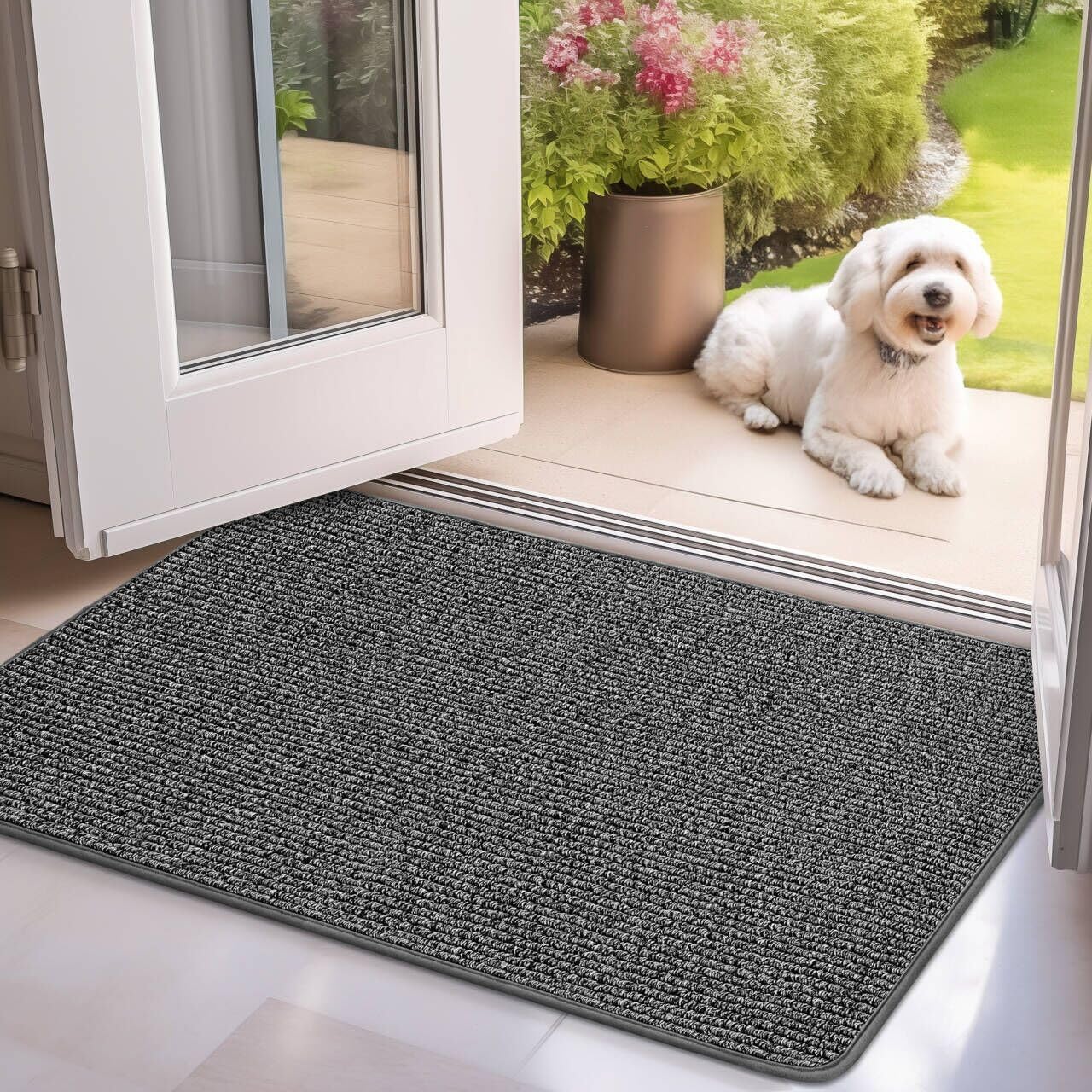 Mibao Indoor Door Mat, 18" x 30", Dirt Trapper Entrance Doormat, Non-Slip Low Pr...