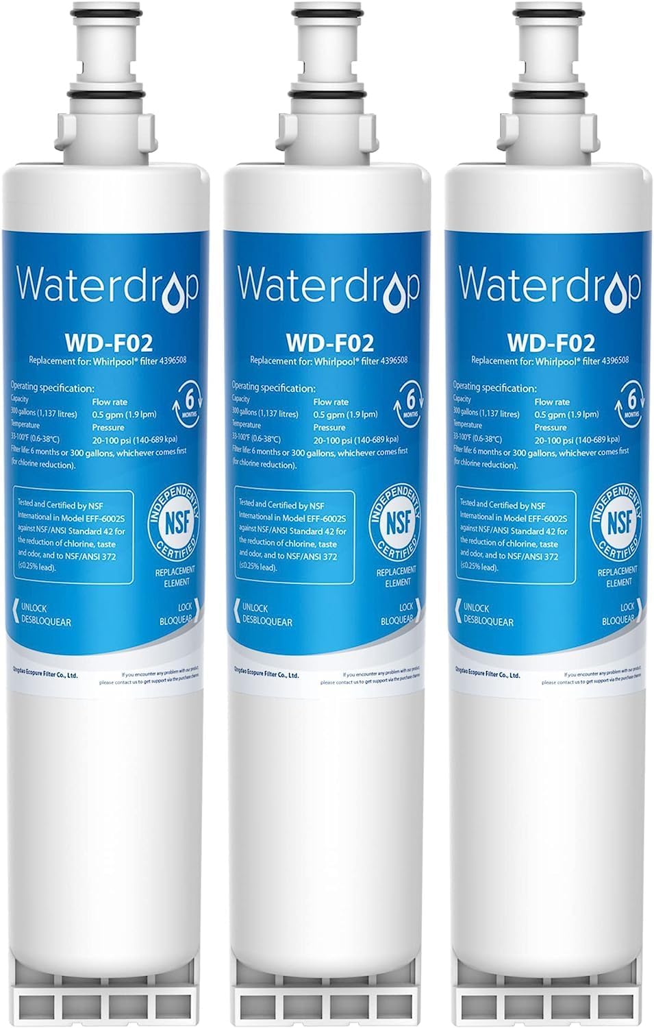 Waterdrop 4396508 Refrigerator Water Filter, Replacement for Whirlpool® 4396510,...