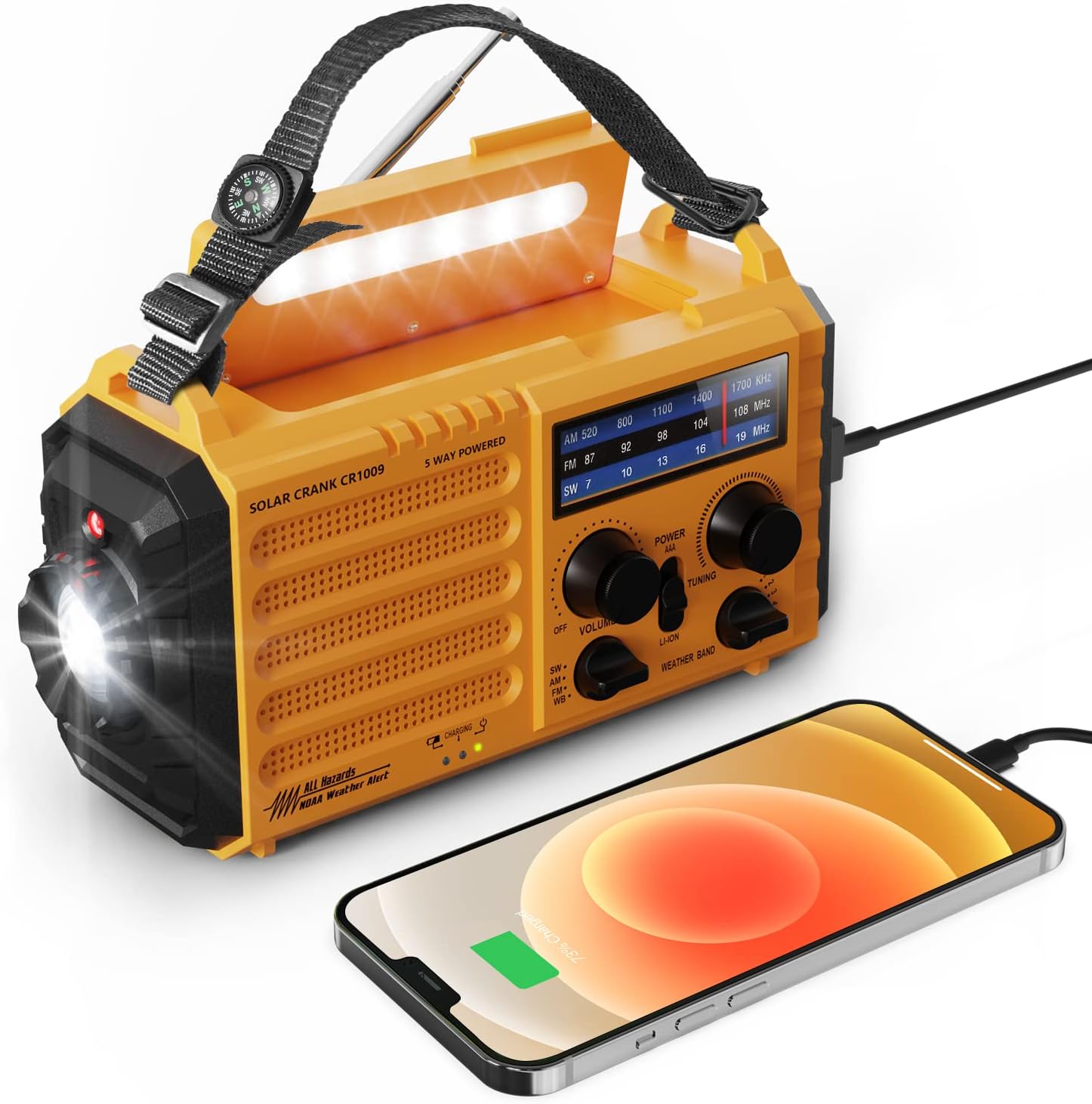 Mesqool Wind Up Radio, Hand Crank Solar Radio with Torch/Flashlight and Reading...
