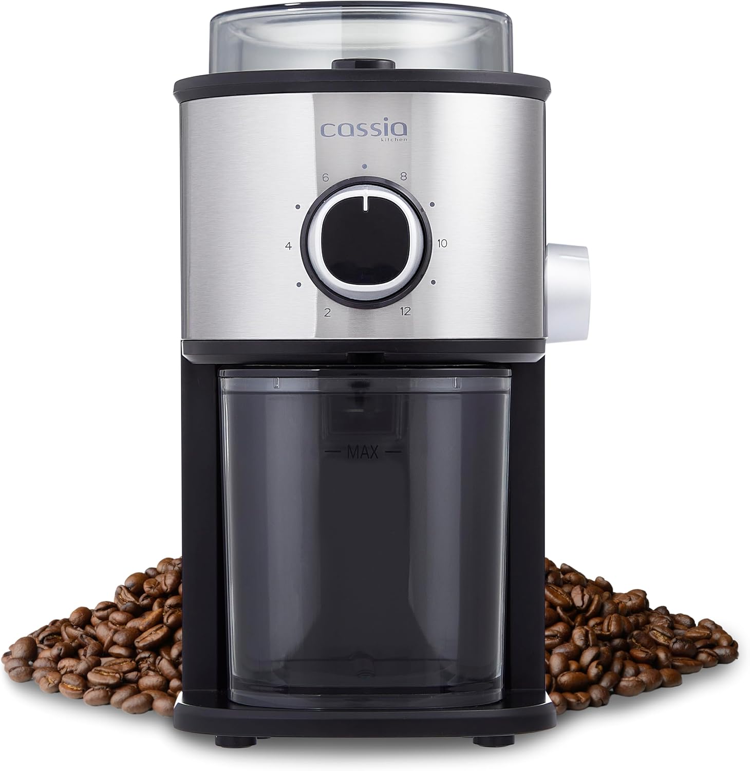 Cassia Electric Stainless Steel Burr Coffee Grinder - 150W, 14 Settings for Prec...