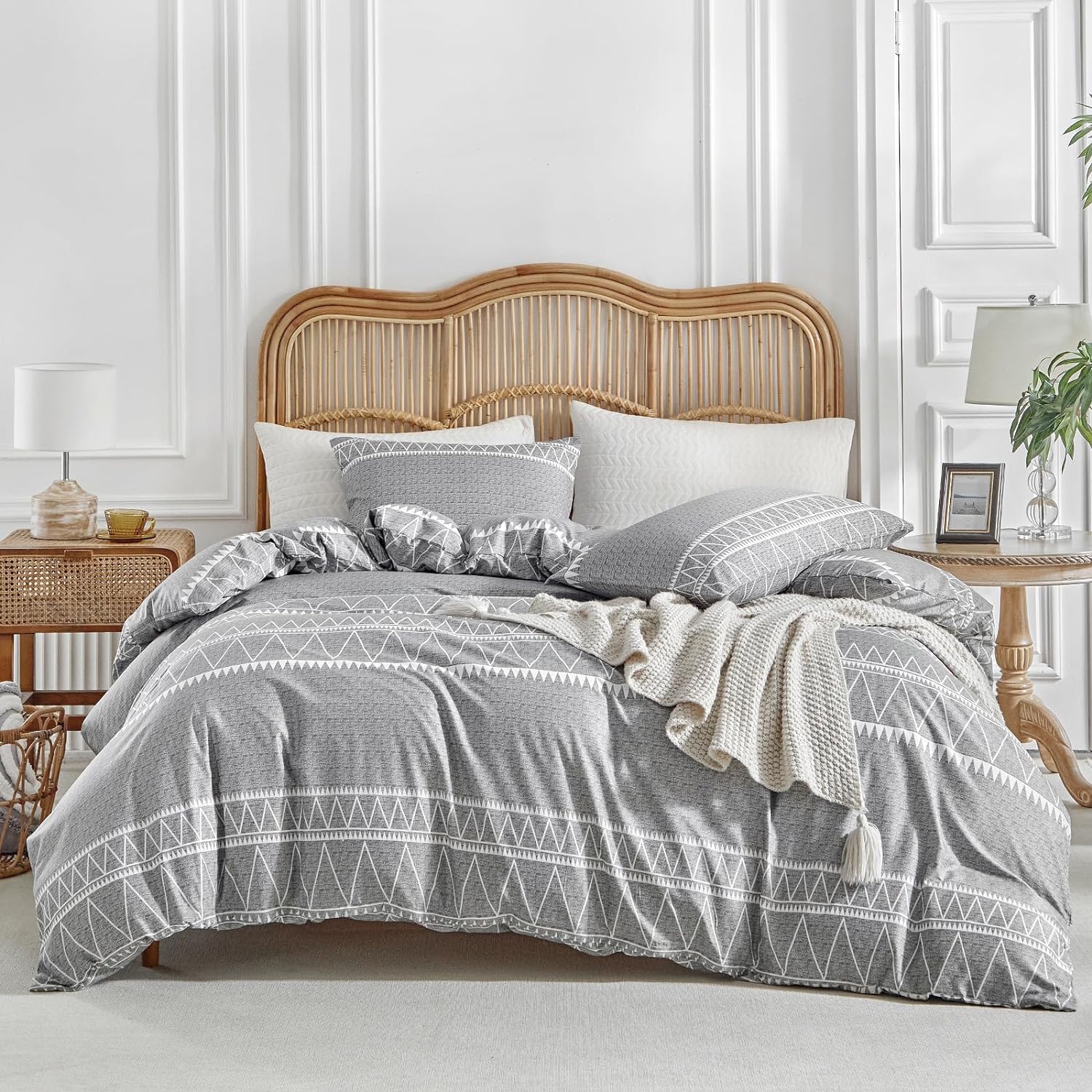 Lekesky Super King Duvet Set - Bedding Duvet Sets Super King Size - Grey Bohemia...