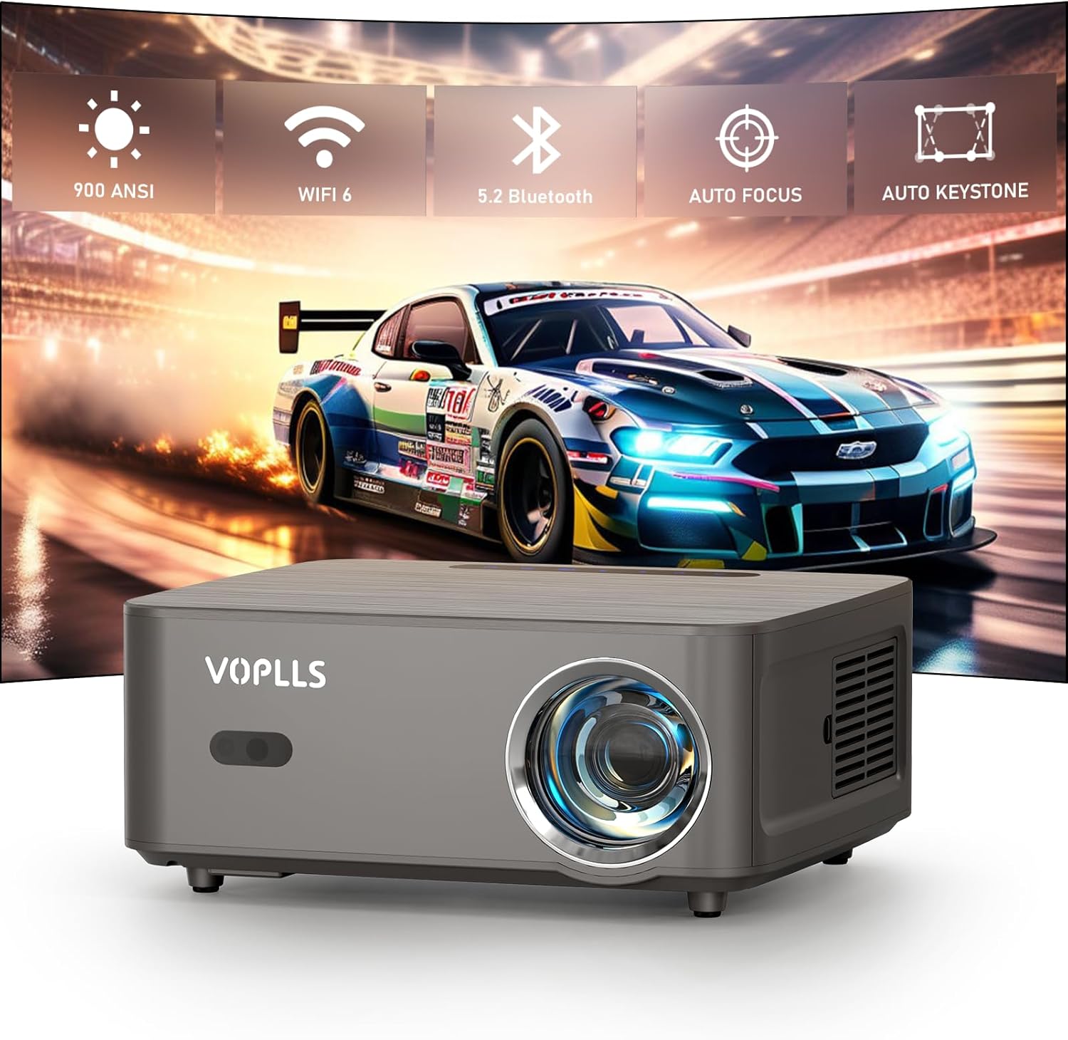 【Auto Focus & Keystone】Smart 4K Projector, VOPLLS 31000 Lumens WiFi 6 Bluetoot...
