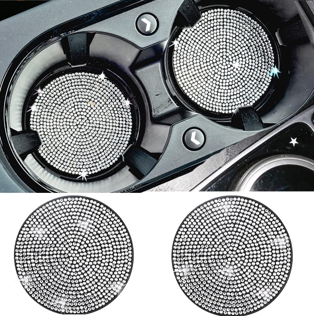 Bling Cup Holder Car 2Pcs Interior Accessories Crystal Rhinestone Universal 2.77...