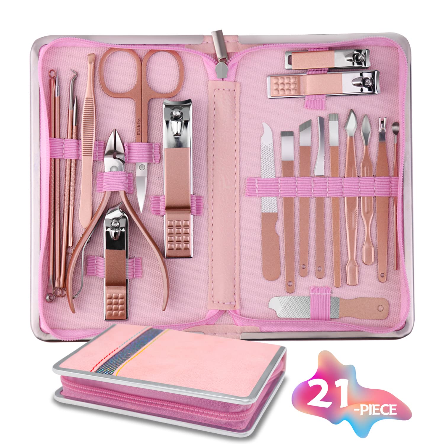 Manicure Set Professional Nail Manicure Kit for Women, 21 in 1 Manicure Kit Pedi...