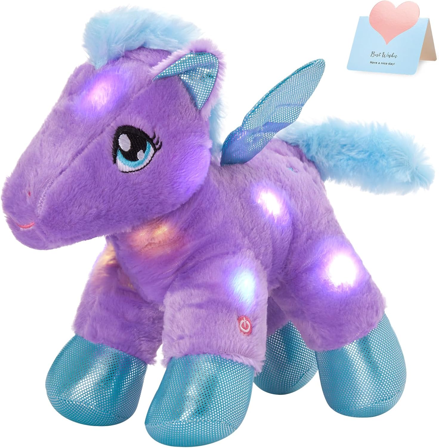 BSTAOFY Light up Pegasus Stuffed Animal Glow Unicorn LED Soft Plush Toys, Bedtim...