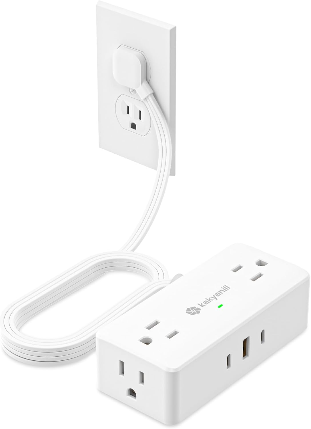 Small Surge Protector Power Strip, Kakyanill 5 ft Flat Extension Cord with 4 Out...