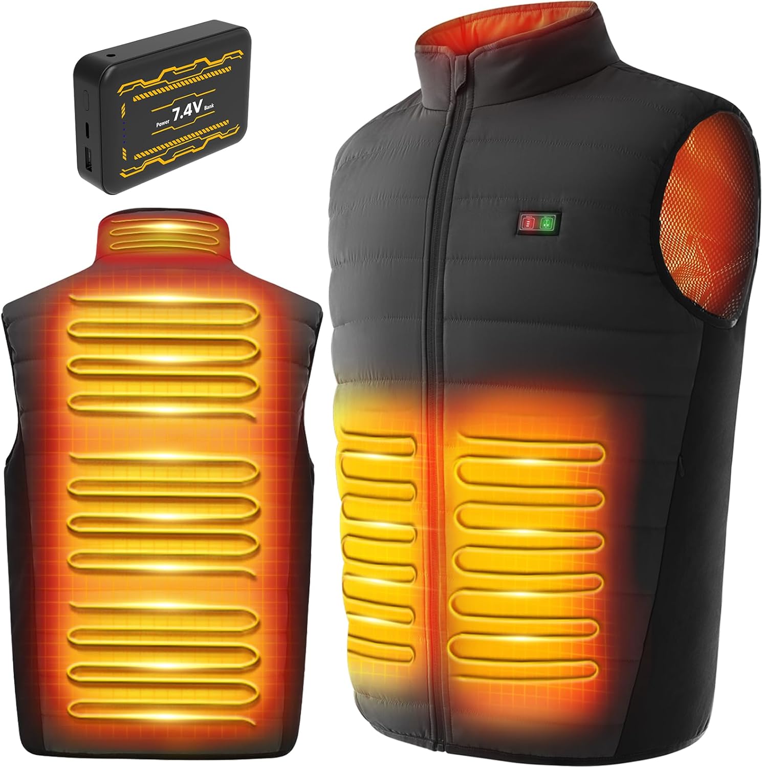 Heated Vest, Gilet for Men Women with Power Pack Included, 7.4V/5V Electric Body...