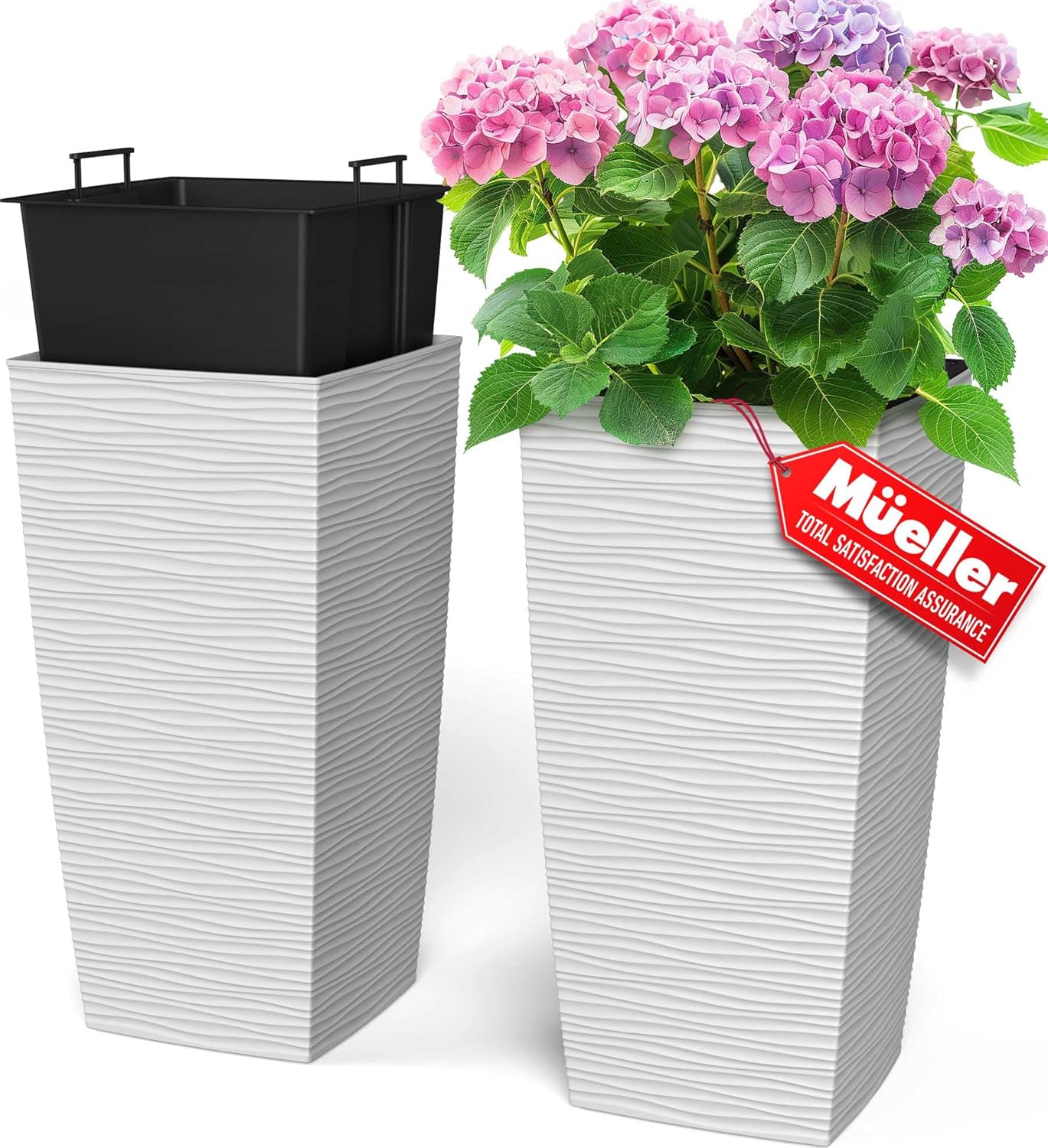 Mueller M-Resin Heavy Duty Tall Planter, Indoor/Outdoor Grande Plant, Tree, Flow...