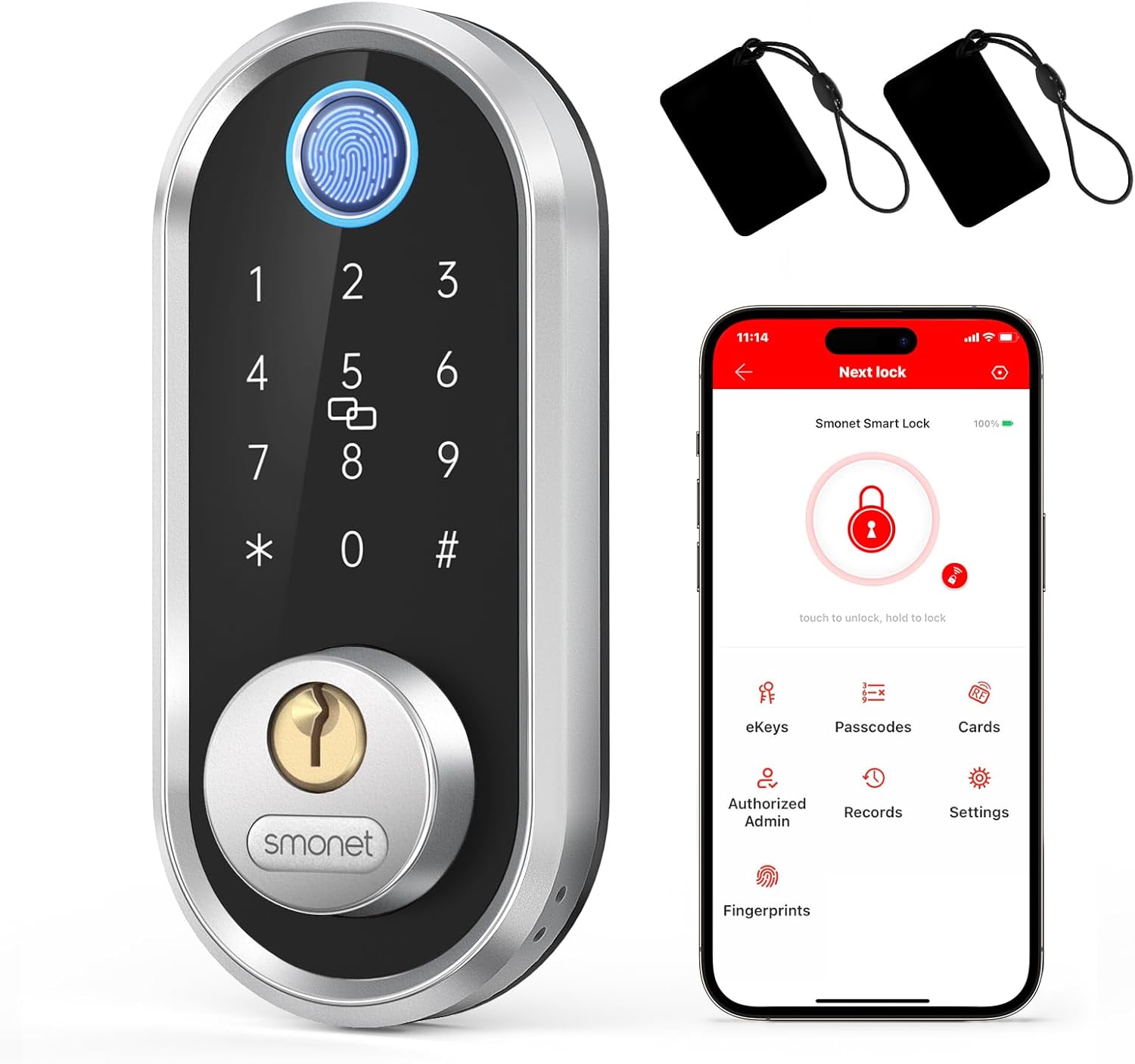 Smart Deadbolt, SMONET Fingerprint Electronic Dead...