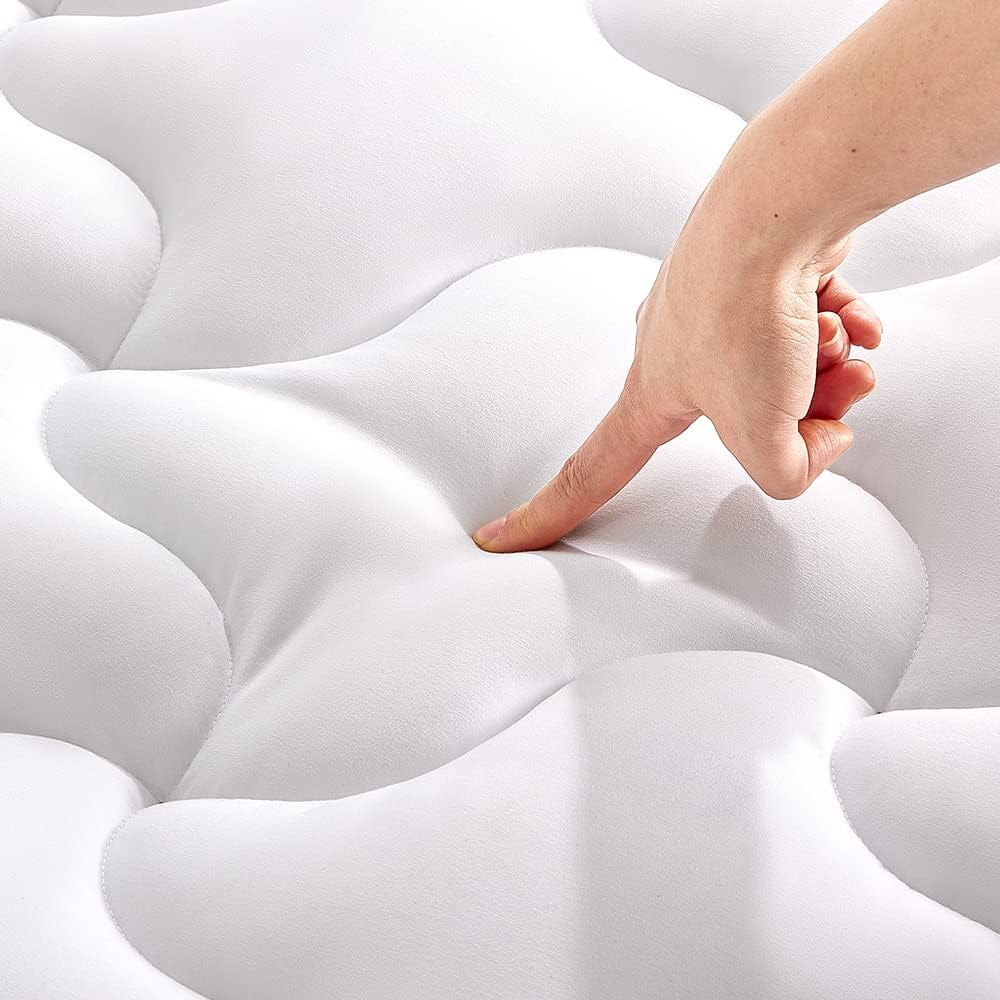 SLEEP ZONE Cooling Mattress Topper, King, White, M...