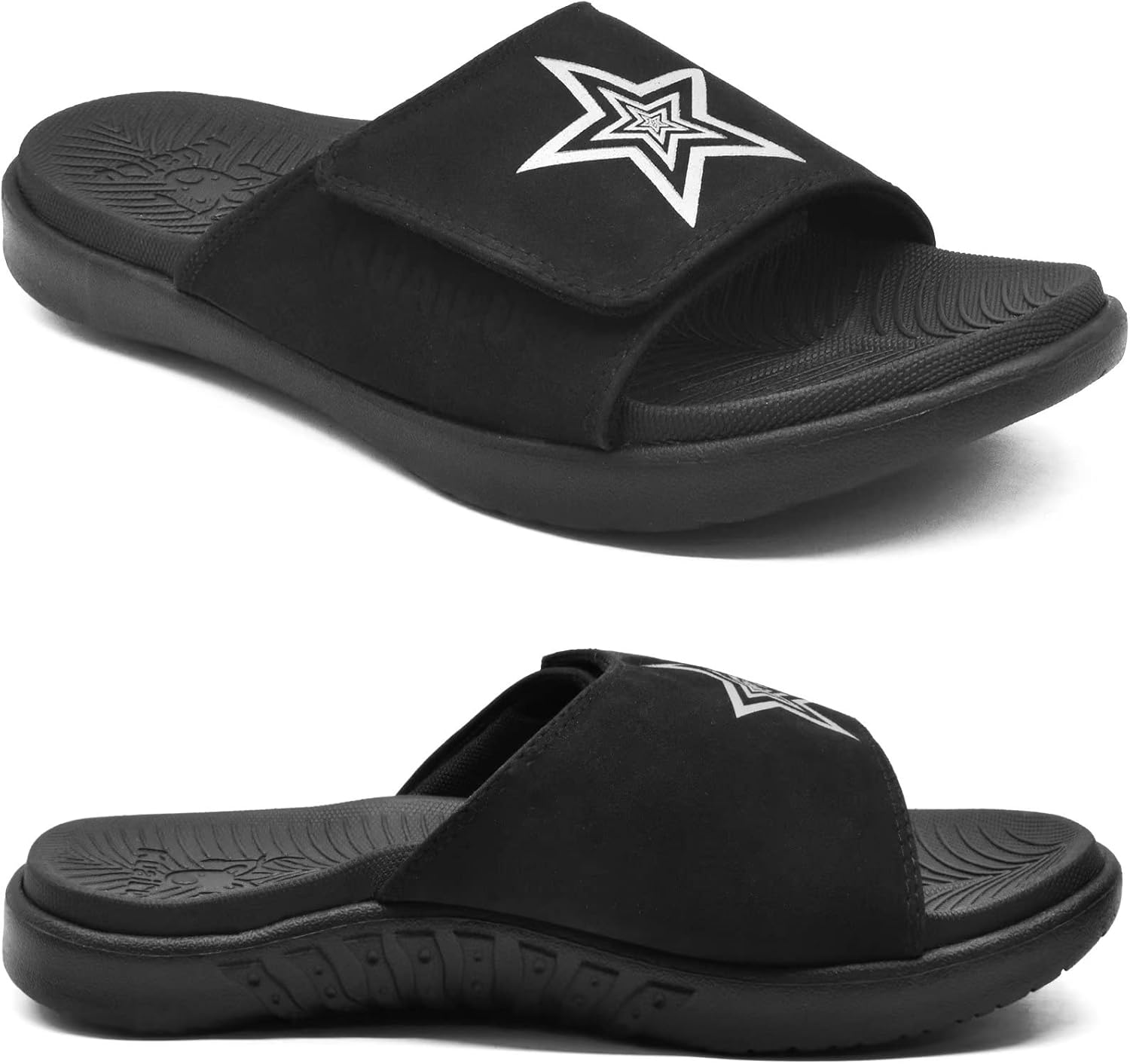 KuaiLu Mens Slides Soft Cushion Sport Sandals with Plantar Fasciitis Arch Suppor...