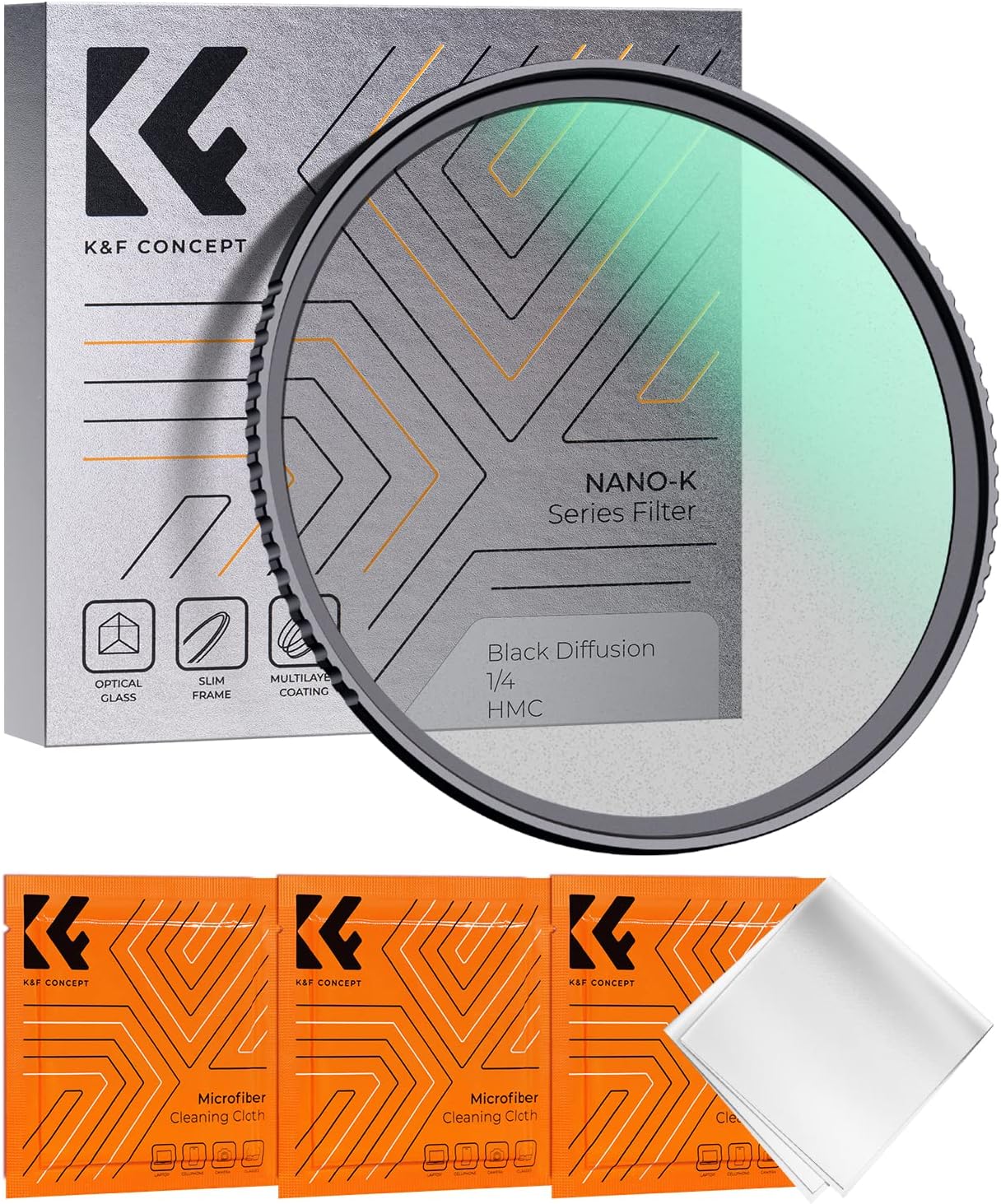 K&F Concept 82mm Black Diffusion 1/4 Filter Mist Cinematic Effect Filter with 18...