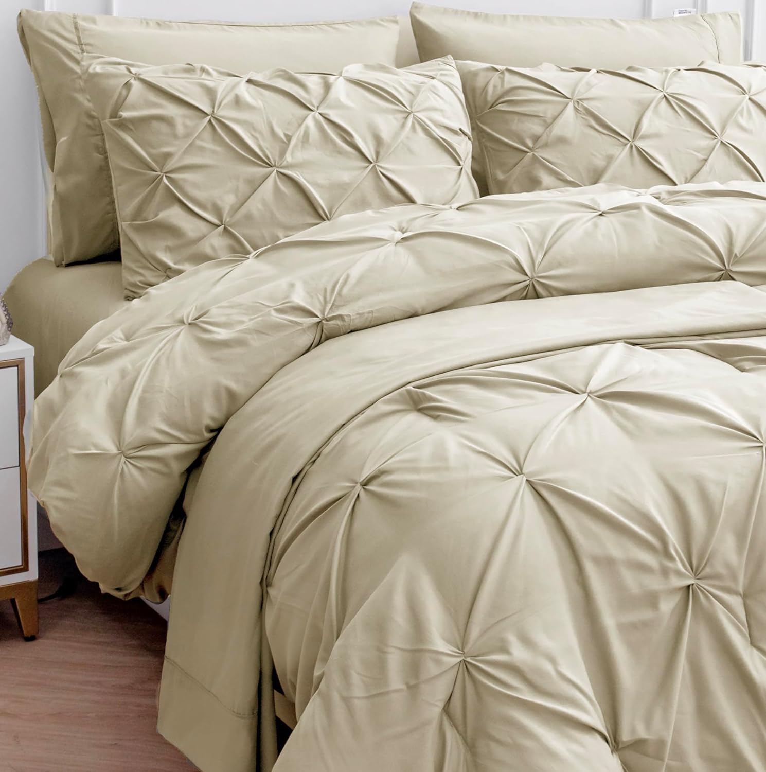 LANE LINEN Twin Comforter Set, 5 Piece Twin Size Bed in a Bag Sets, Pintuck Bedd...