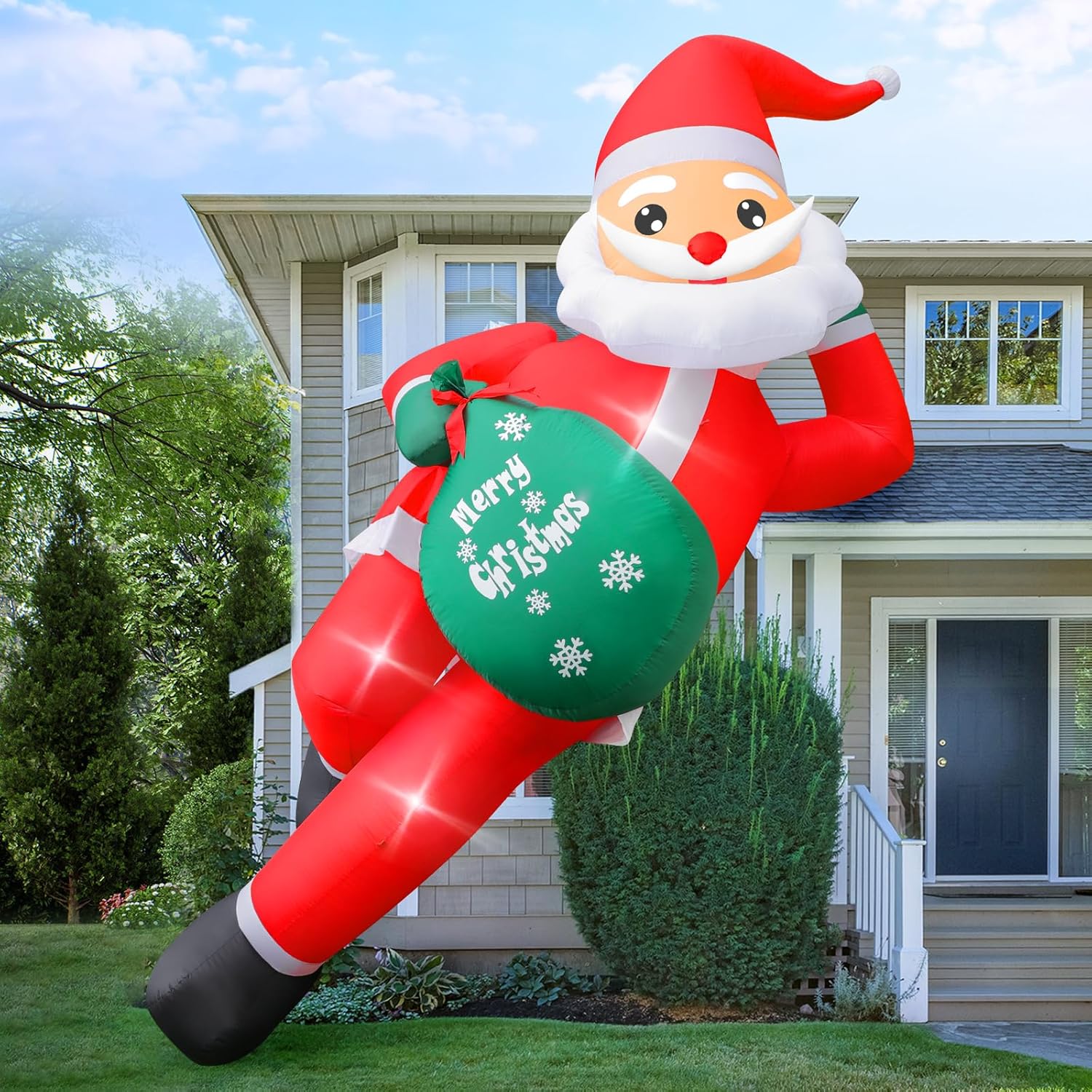 12 FT Giant Christmas Inflatables Santa Claus Outdoor Decorations, Huge Blow up...