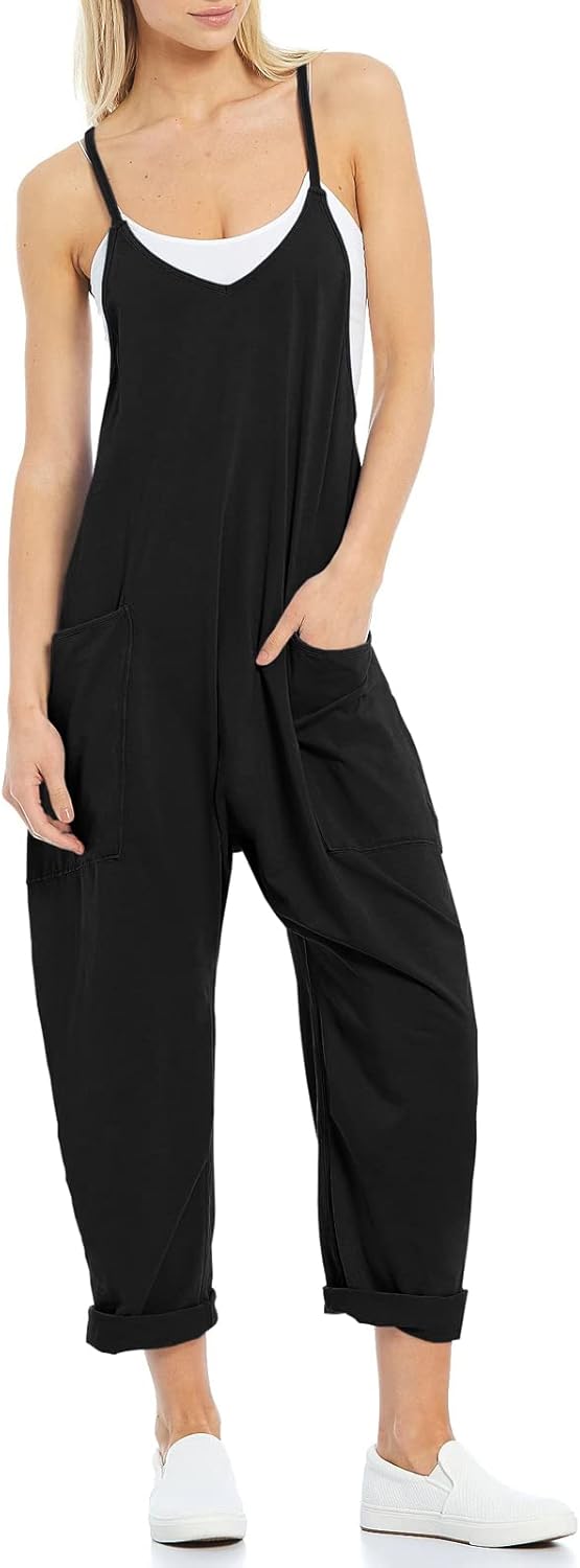 Tongmingyun Womens Casual Sleeveless Jumpsuits Spaghetti Strap Loose Romper Long...