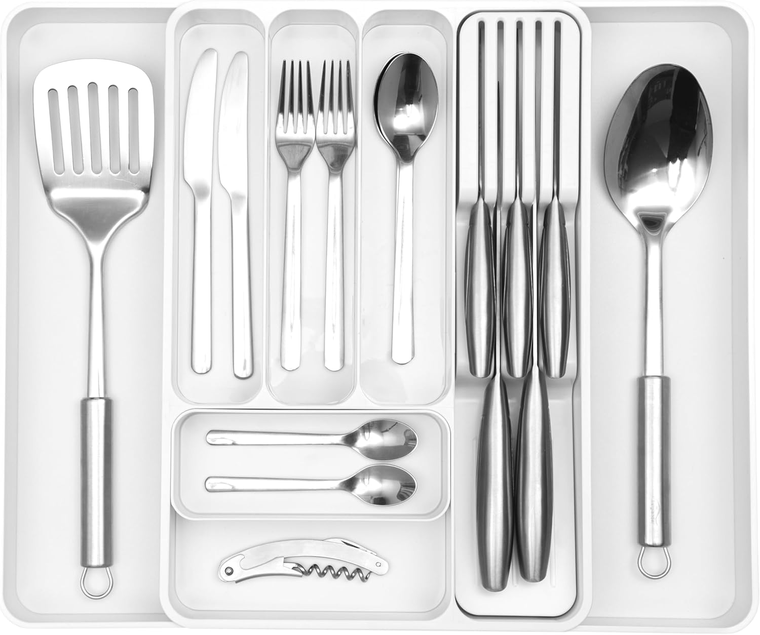 nuovva Cutlery Drawer Organiser – Adjustable Utensil Tray for Drawers – Expandab...