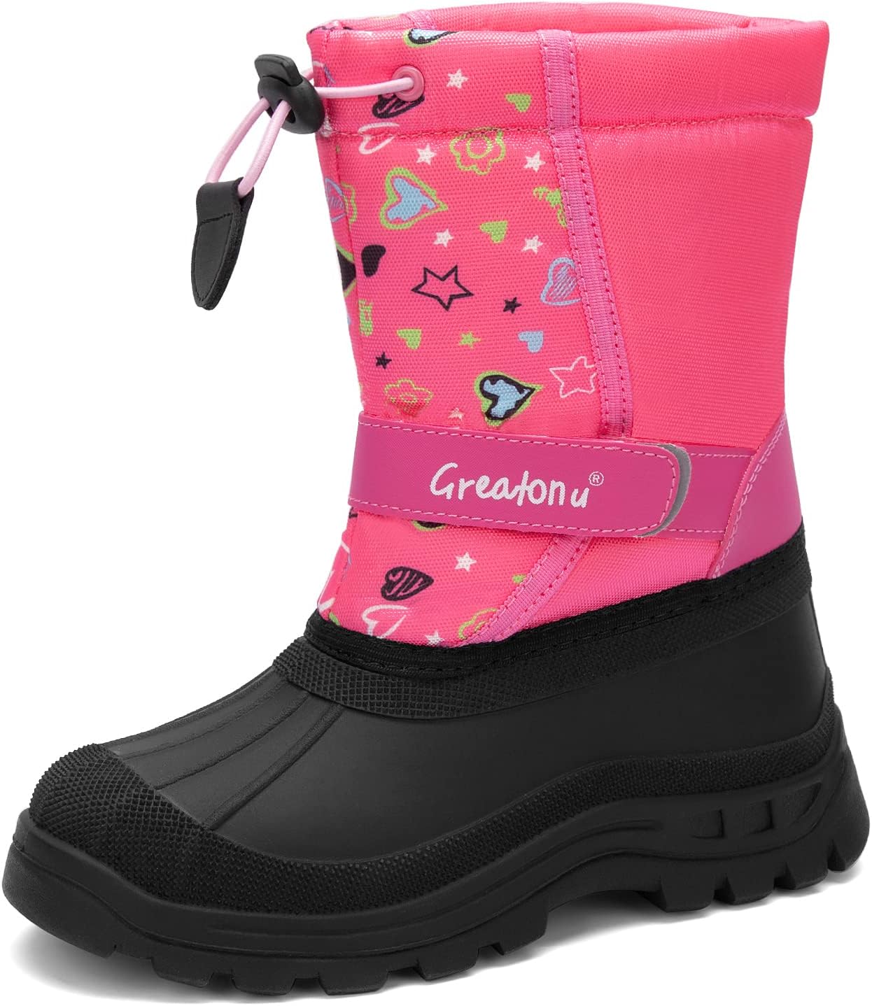 Greatonu Kids Snow Boots Waterproof Boys Girls Winter Boots Mid Calf Insulated D...