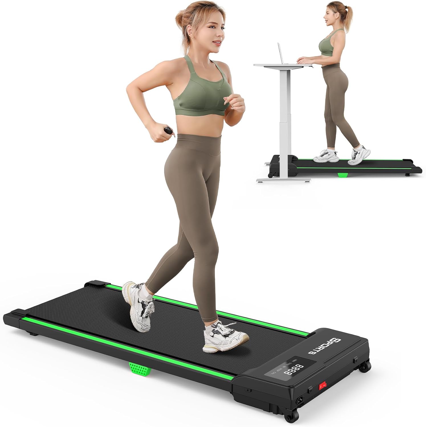Dripex Walking Pad Treadmill for home, 2.5HP Under Desk Treadmill with 6 Shock-a...