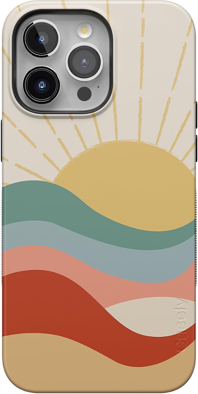 Casely iPhone 15 Pro Max Case | Here Comes The Sun | Cute Colorblock Sunset | Bo...