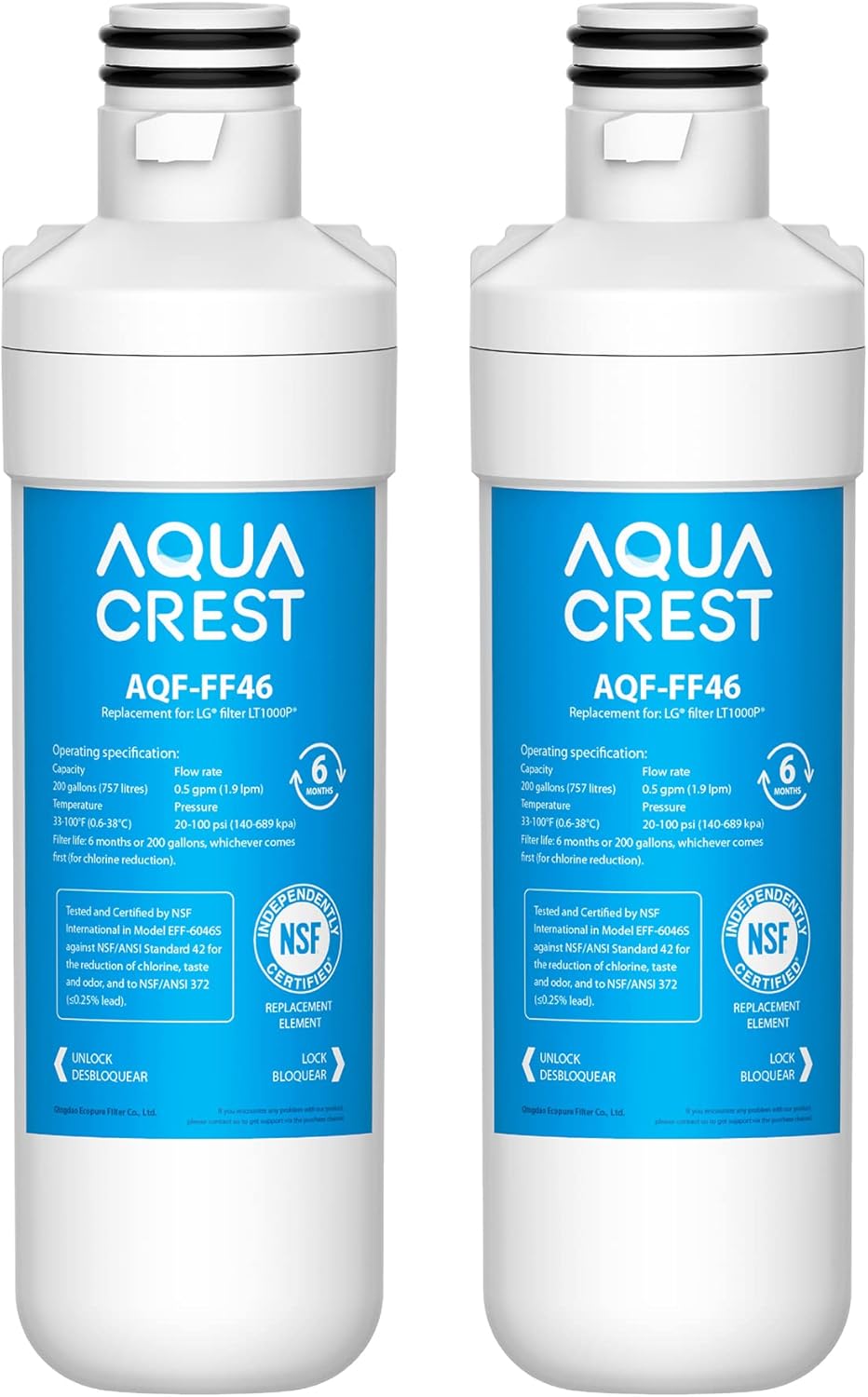 AQUA CREST LT1000PC ADQ747935 MDJ64844601 NSF Certified Refrigerator Water Filte...