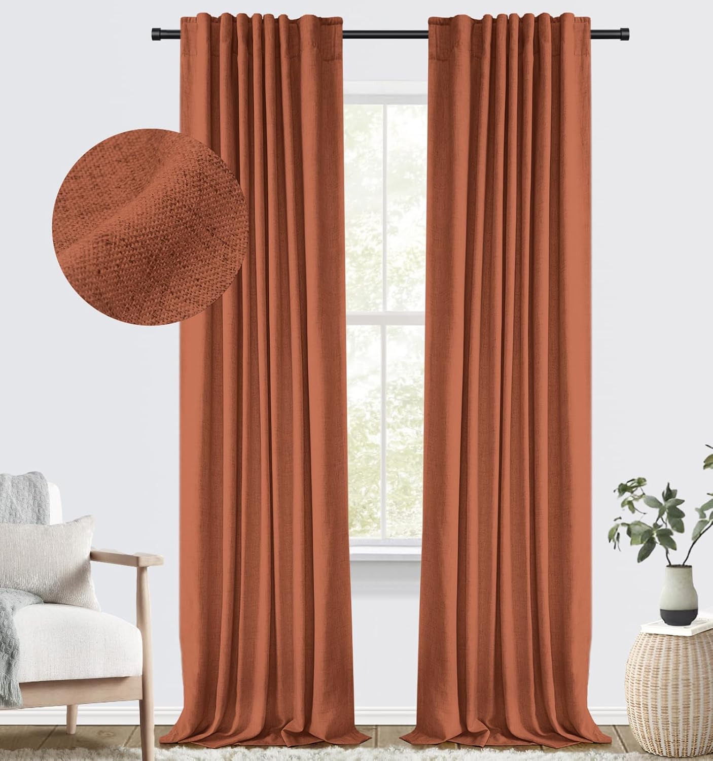 100% Blackout Shield Blackout Curtains for Bedroom Linen Black Out Curtains 108...