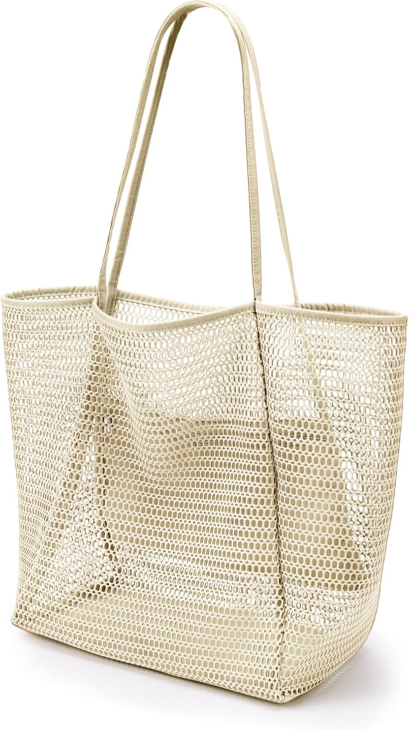 KALIDI BeachNylon Mesh Tote Bag, Casual Tote Bag Hobo Women Foldable MAX 23L Sho...