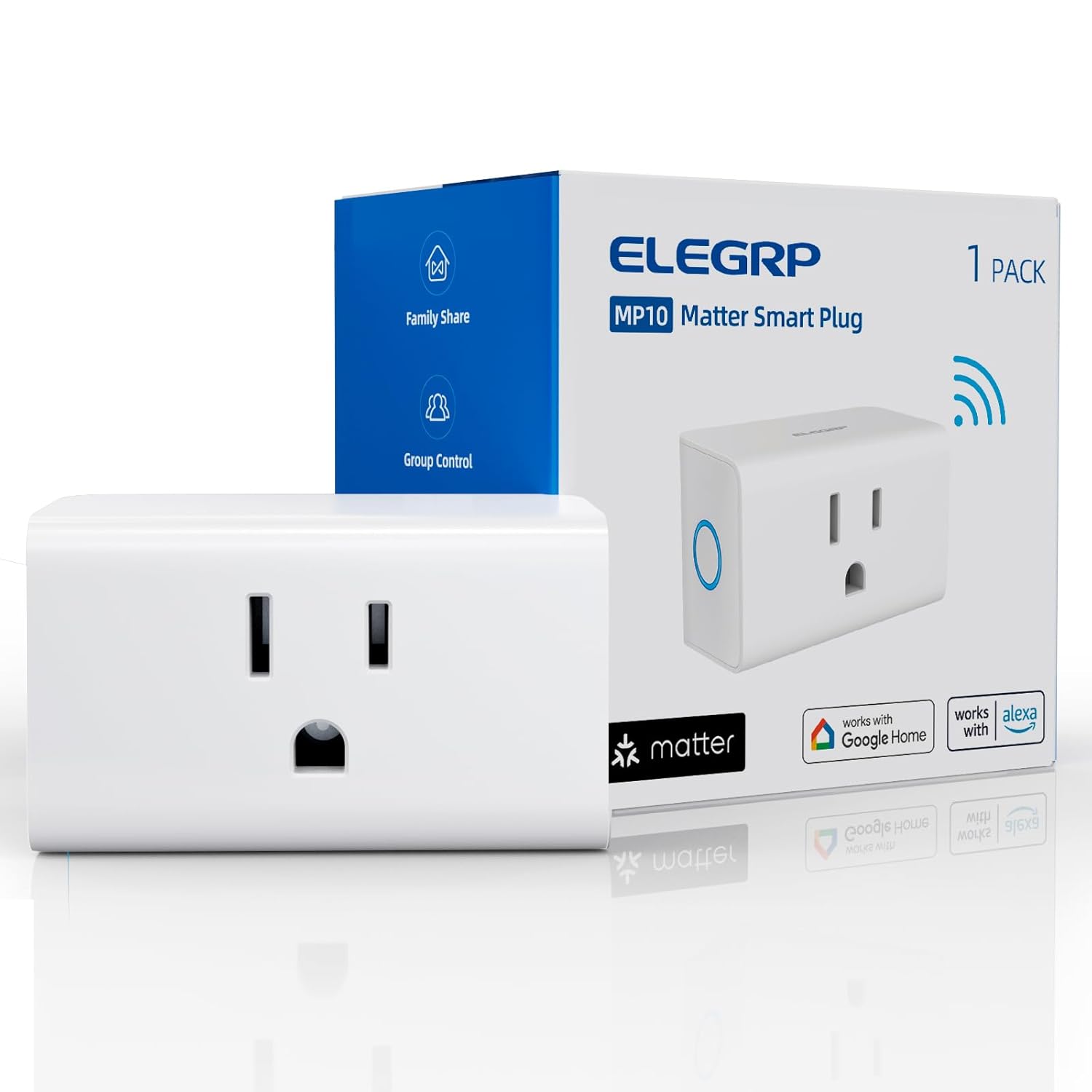 ELEGRP Matter Supported Mini Smart Plug, Smart Outlet 15A/1800W Max, Compatible...