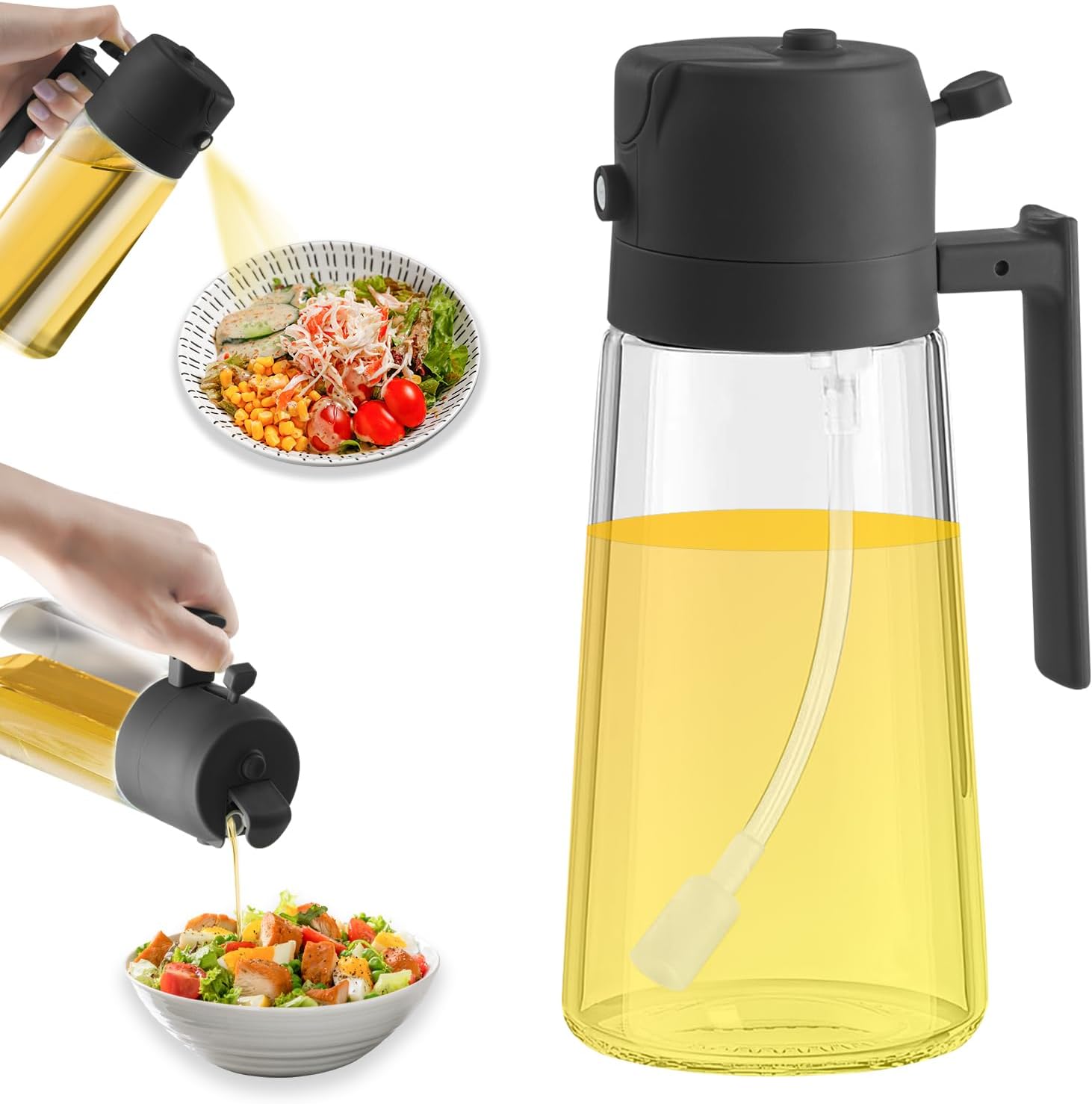2 in 1 Oil Dispenser and Oil Sprayer Premium Olive Oil Dispenser Bottle with Non...