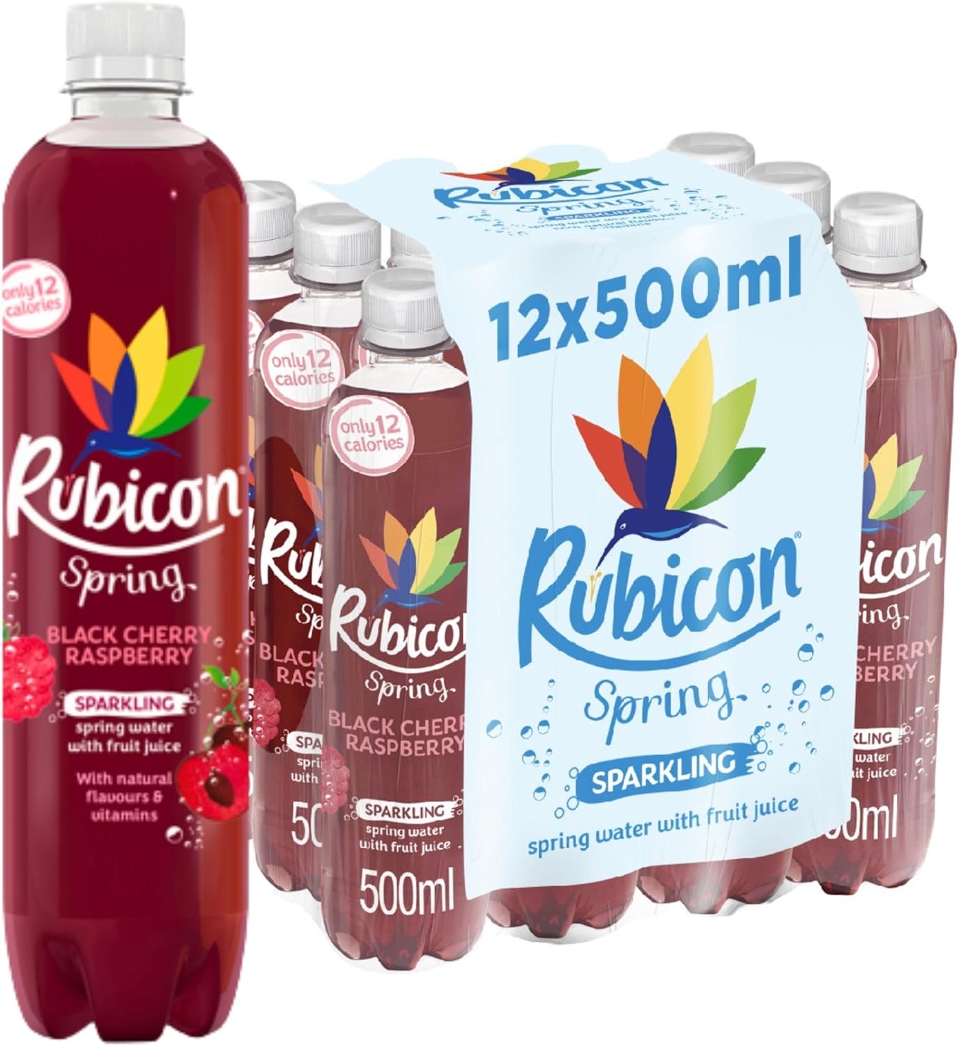 Rubicon Spring 12 Pack Black Cherry Raspberry, Sparkling Spring Water with Real...