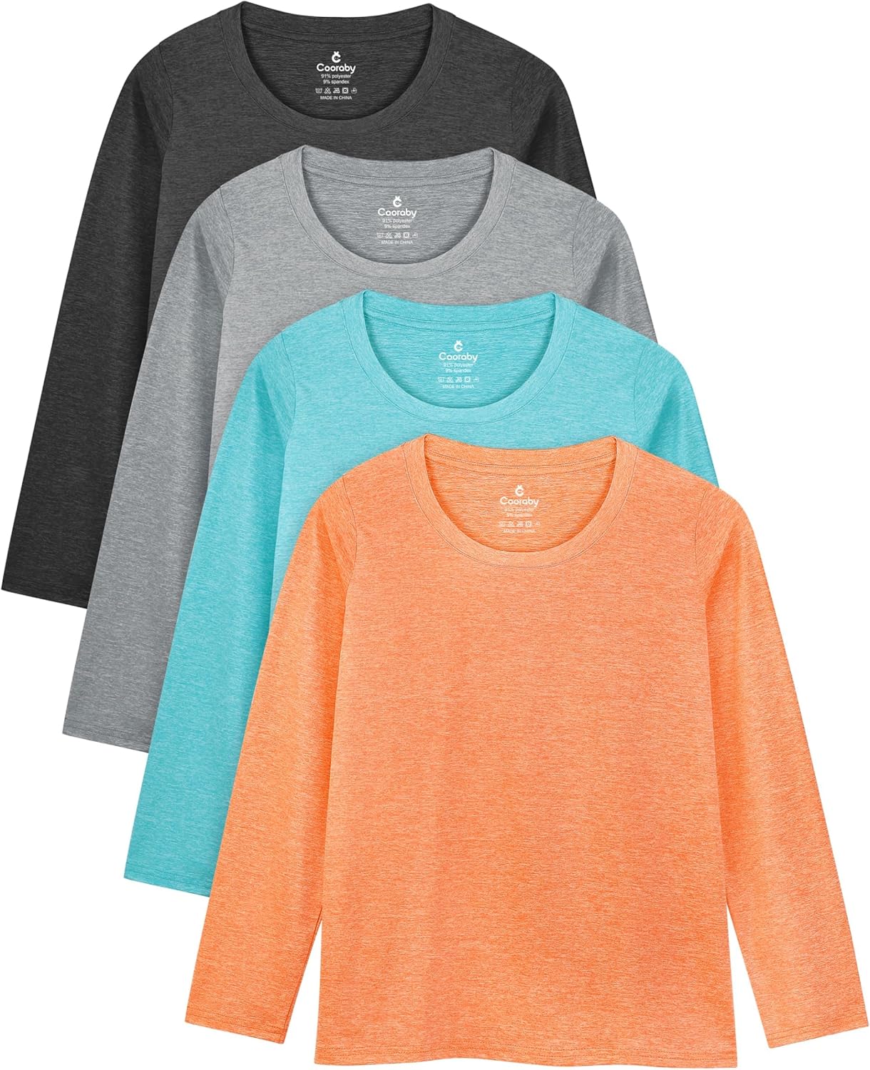 Cooraby Girls Long Sleeve Shirt Athletic Active Dry Fit Crew Neck T-Shirt Soft A...