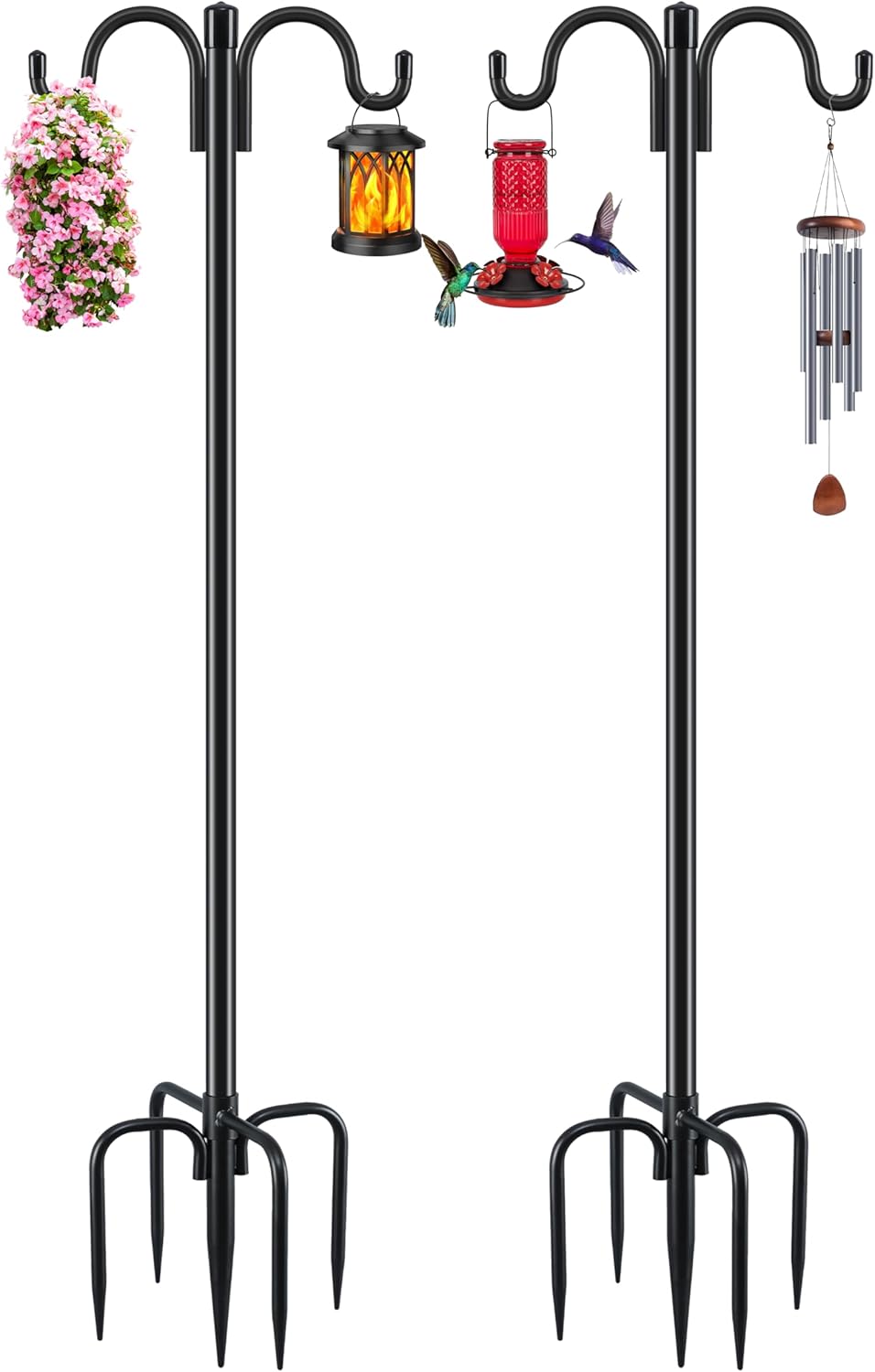 Gtongoko Double Shepherds Hook for Outdoor, 2 Pack 92.5 Inch Heavy Duty Bird Fee...