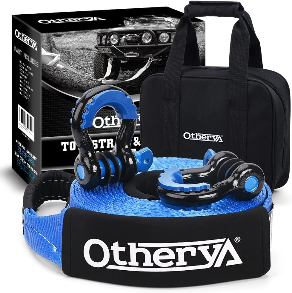 Otherya Heavy Duty Tow Strap Recovery Kit 3'' x 20 ft (35,000 lbs) -Break Streng...