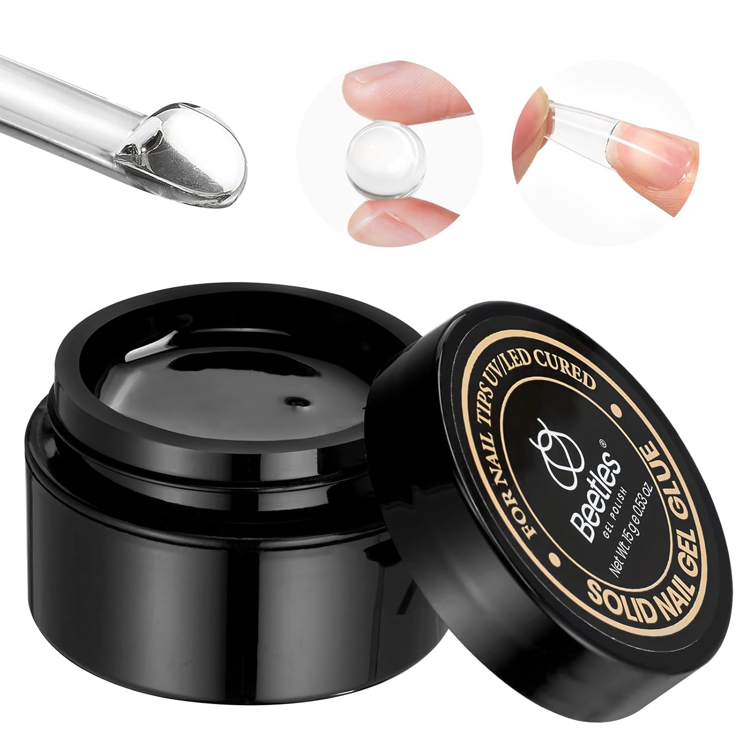 Beetles Solid Nail Glue Gel for False Nail Tips, 15g Strong Adhesive Nail Glue G...