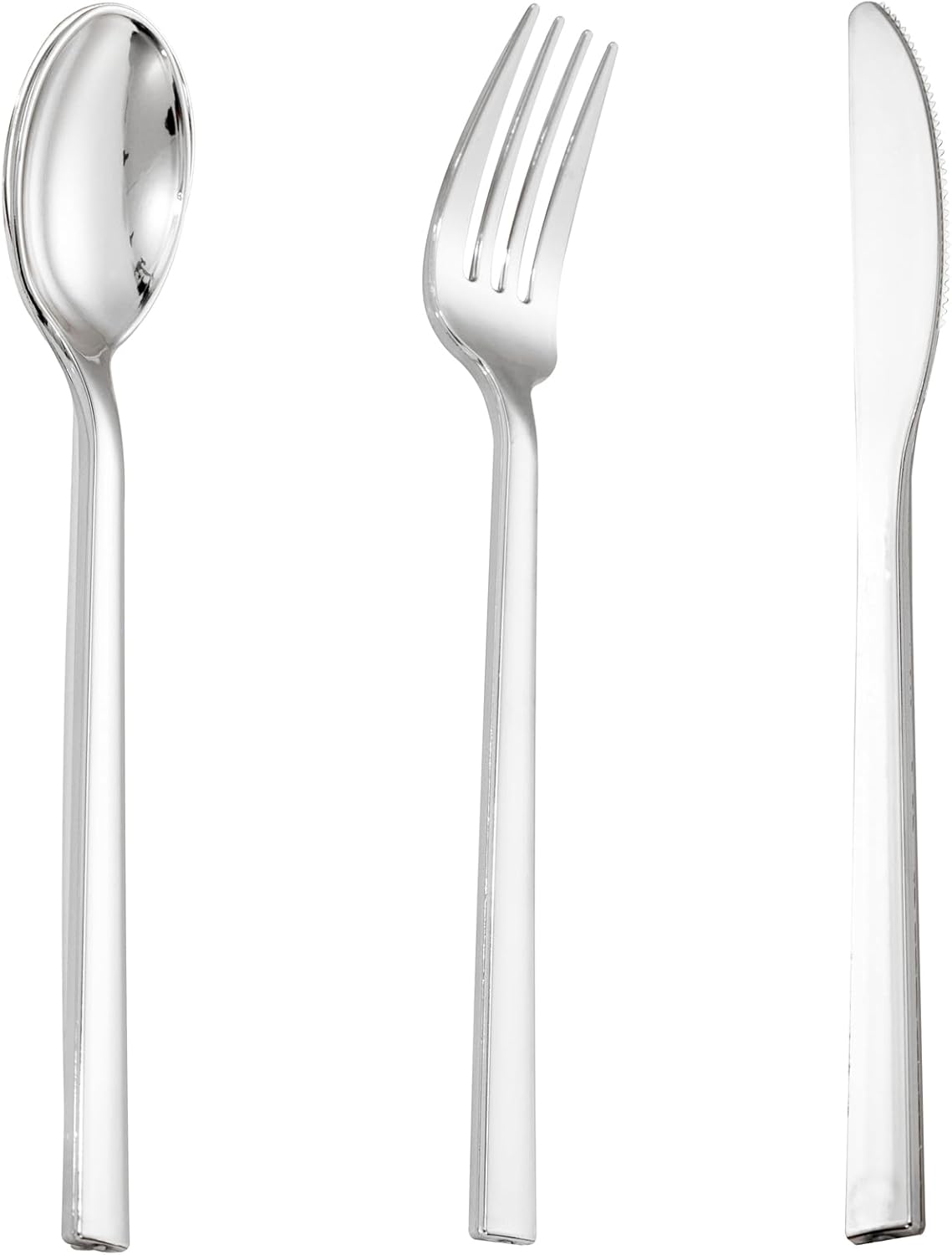 DaYammi 300PCS Silver Plastic Silverware - Silver Plastic Utensils - Heavyweight...