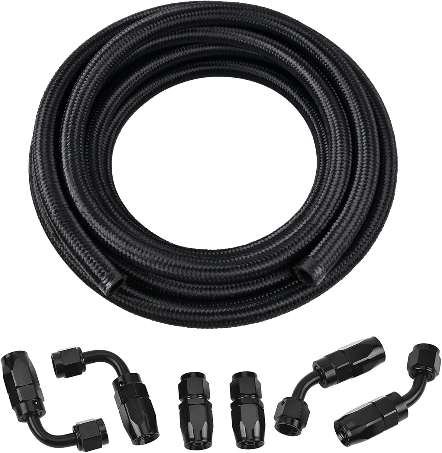 EVIL ENERGY 6AN Fuel Line Kit,AN6 Braided Nylon Fuel Hose CPE 10FT Black Black 6...
