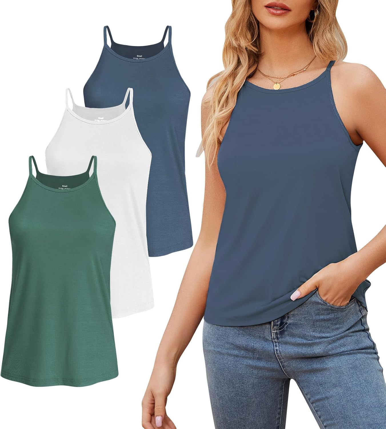 High Neck Tank Top for Women Camisole Trendy Sleeveless Shirts Loose Fit Cami Ta...