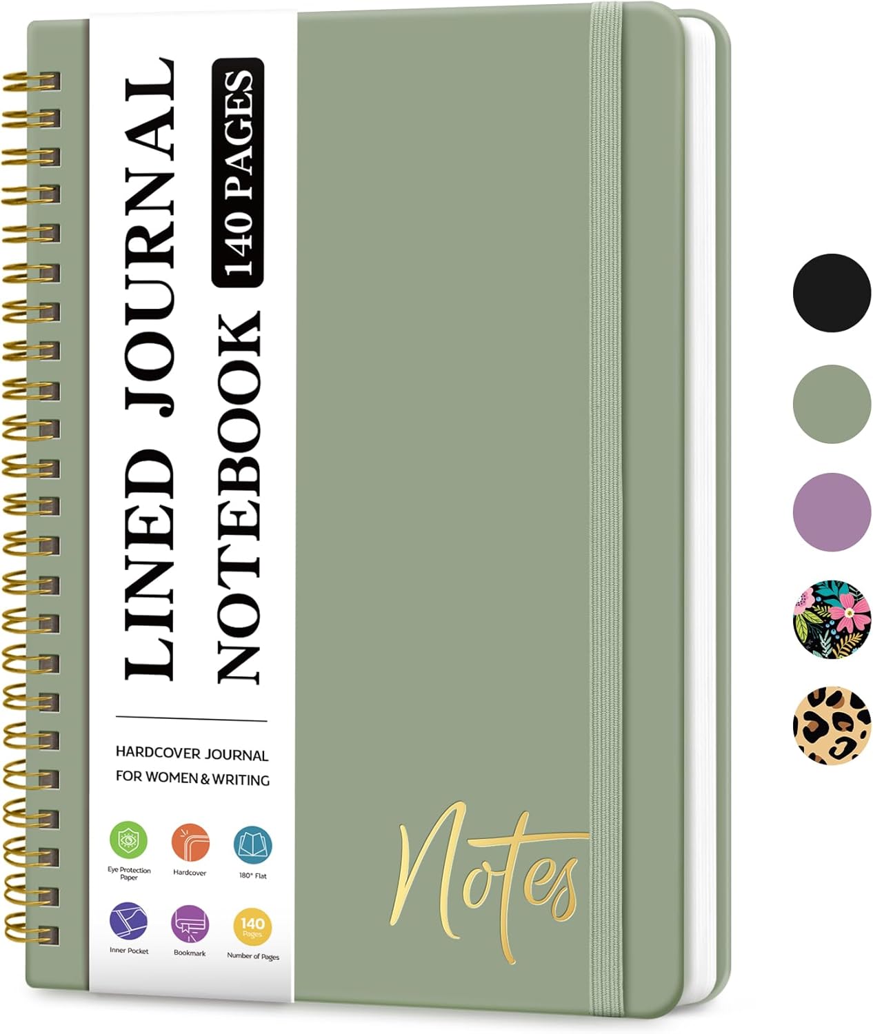 Lined Spiral Journal Notebook for Women, A5 College Ruled Journals for Writing,...