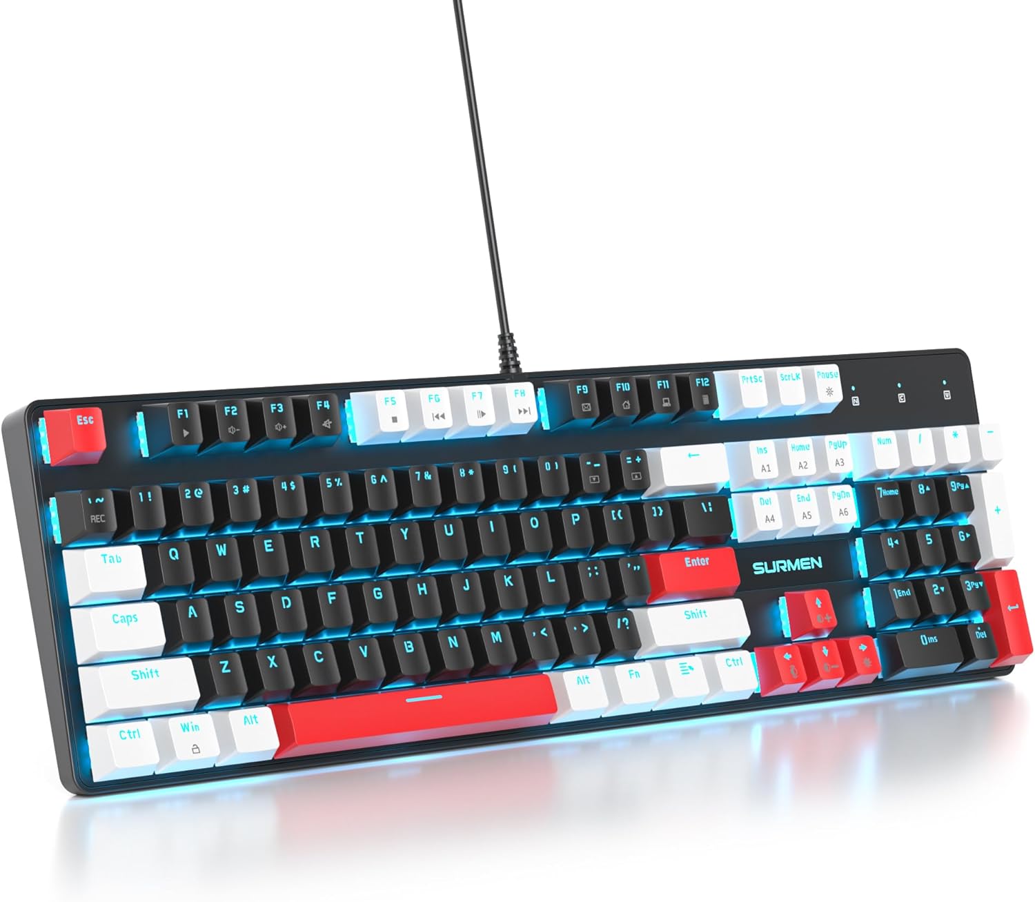 Owpkeenthy 104 Keys Full Size Mechanical Gaming Keyboard with Number Pad, Wired...